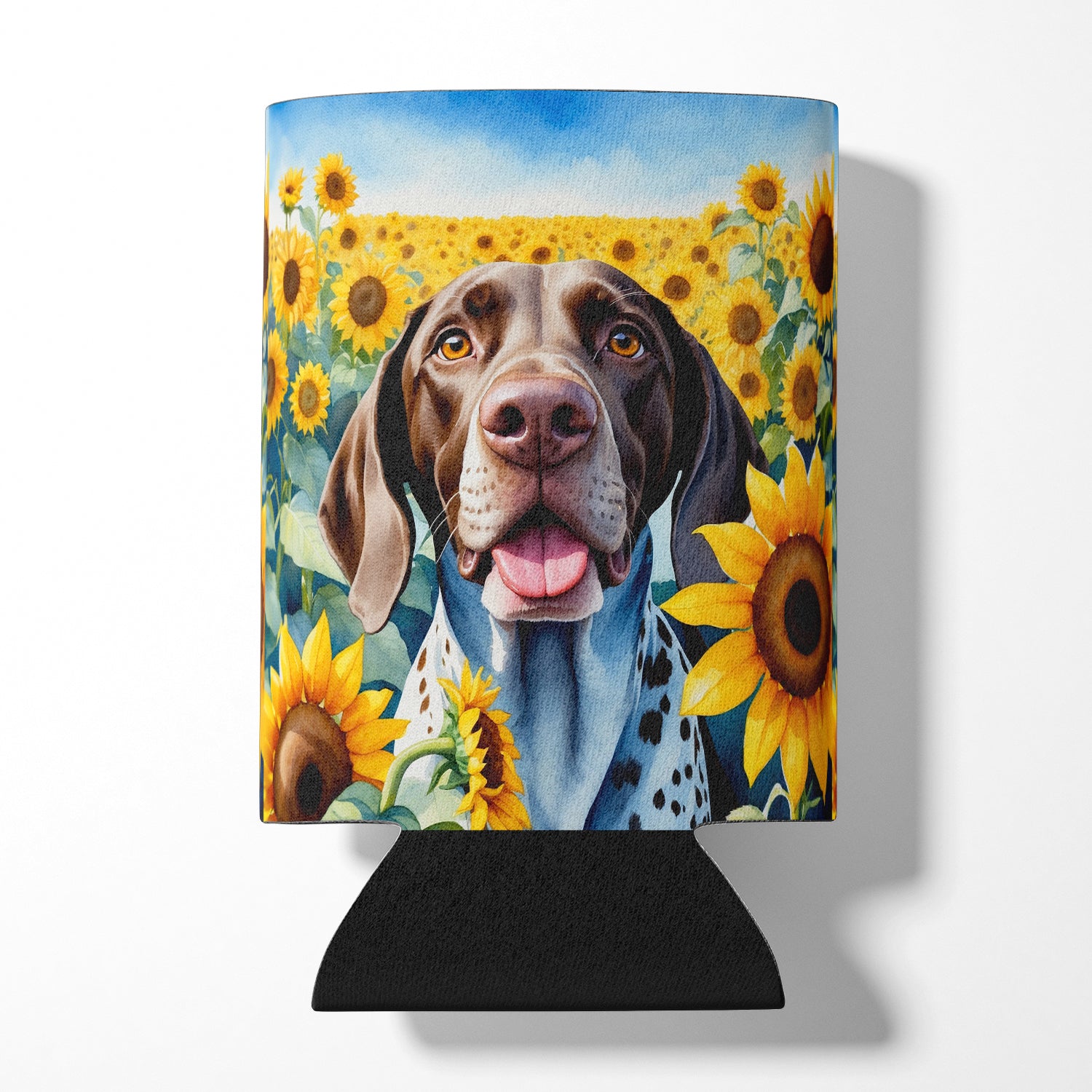 Buy this German Shorthaired Pointer in Sunflowers Can or Bottle Hugger