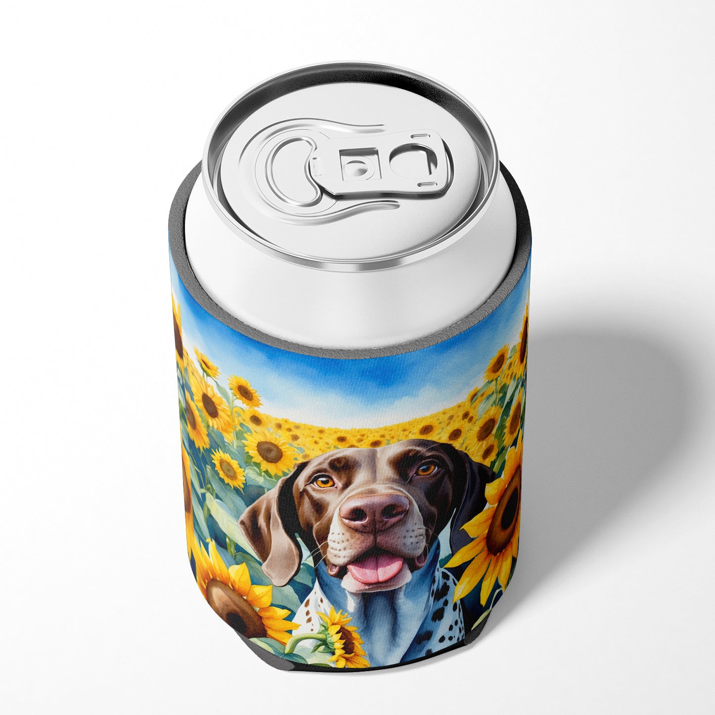 German Shorthaired Pointer in Sunflowers Can or Bottle Hugger