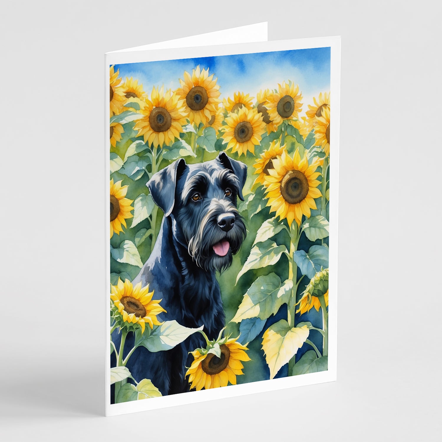 Buy this Giant Schnauzer in Sunflowers Greeting Cards Pack of 8