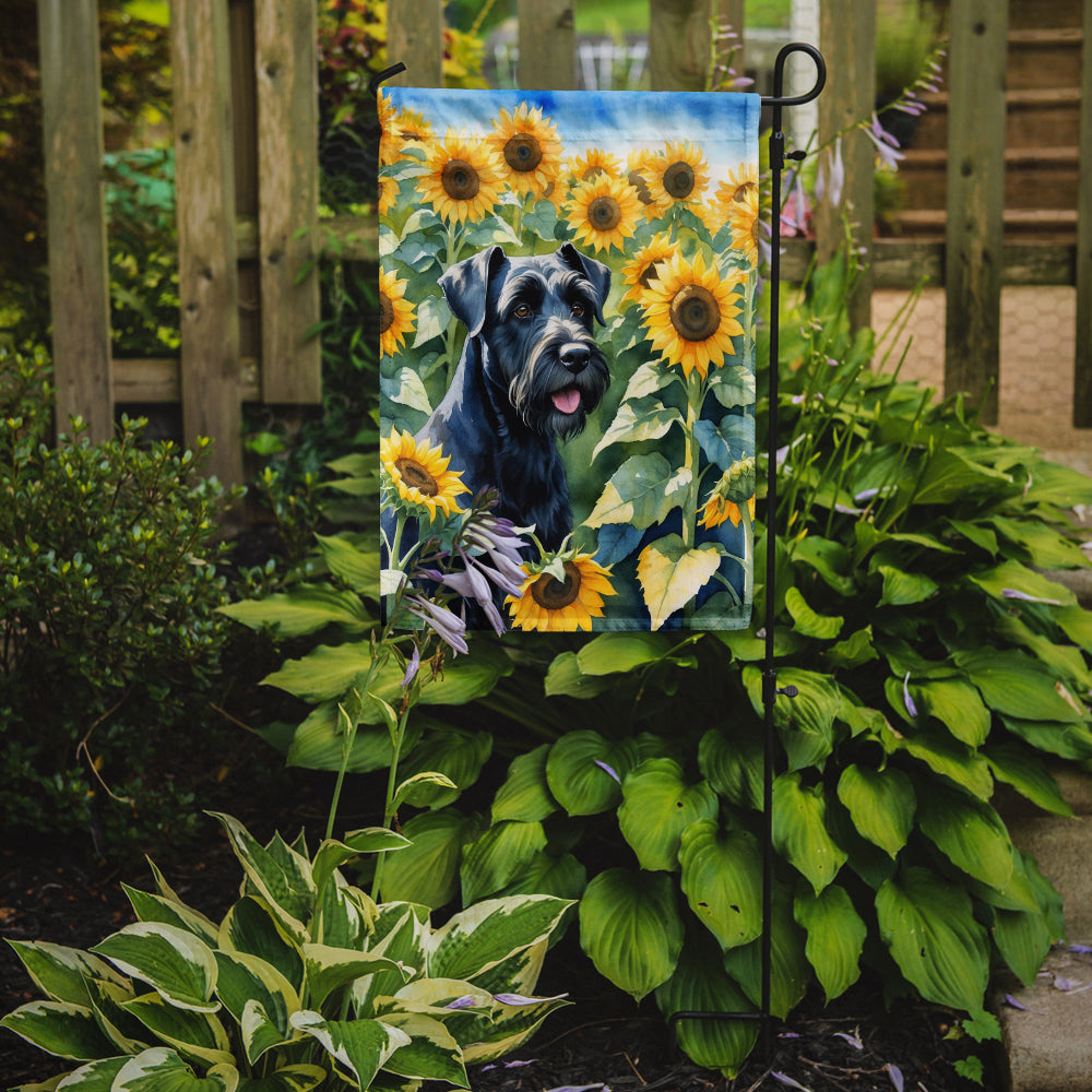 Giant Schnauzer in Sunflowers Garden Flag