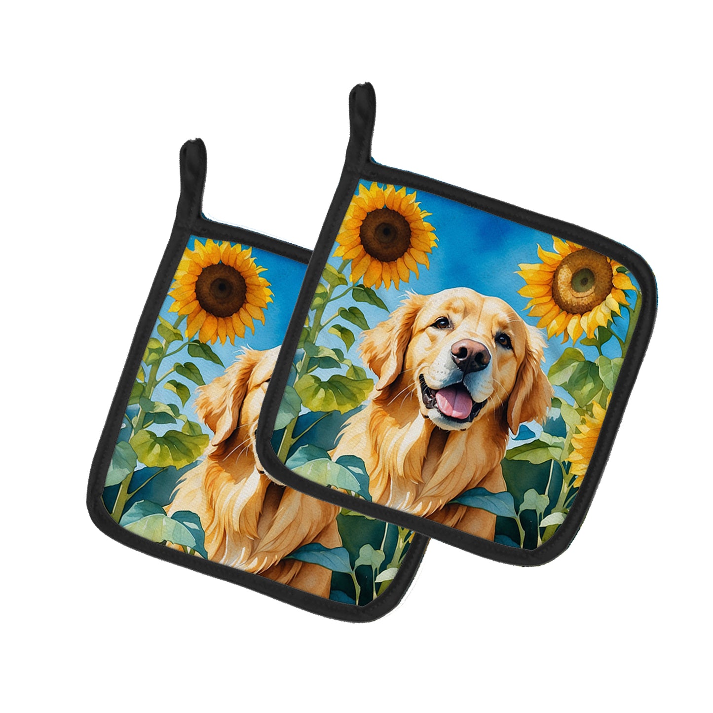 Buy this Golden Retriever in Sunflowers Pair of Pot Holders