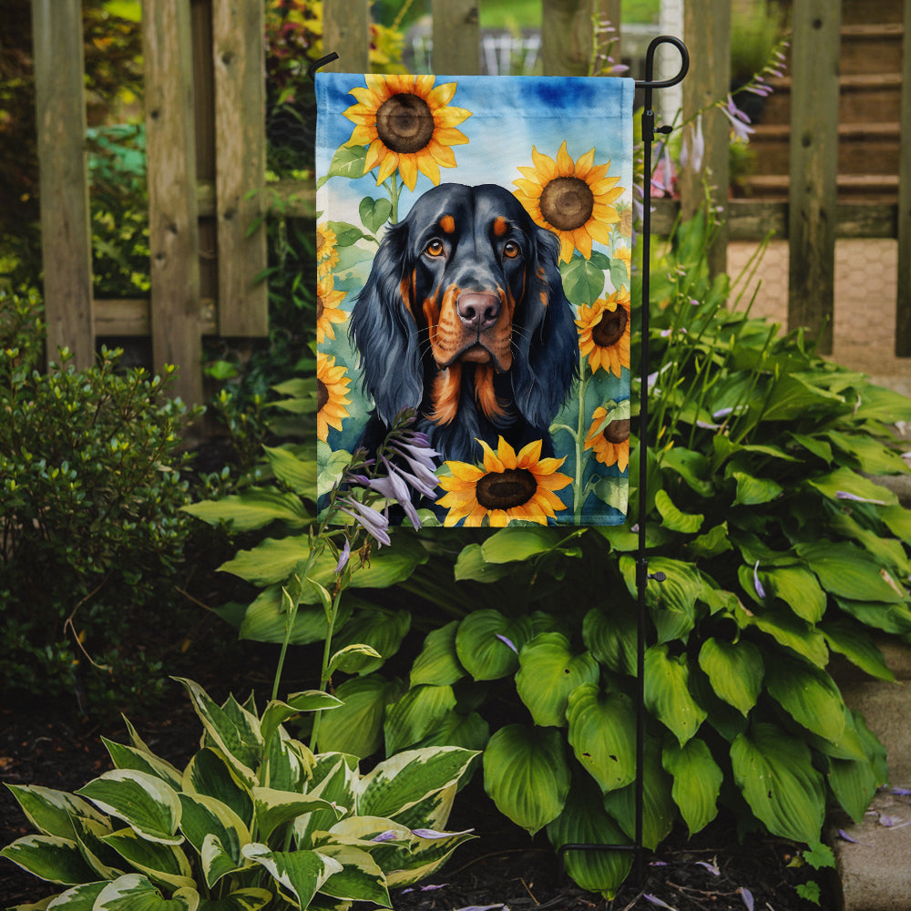 Gordon Setter in Sunflowers Garden Flag