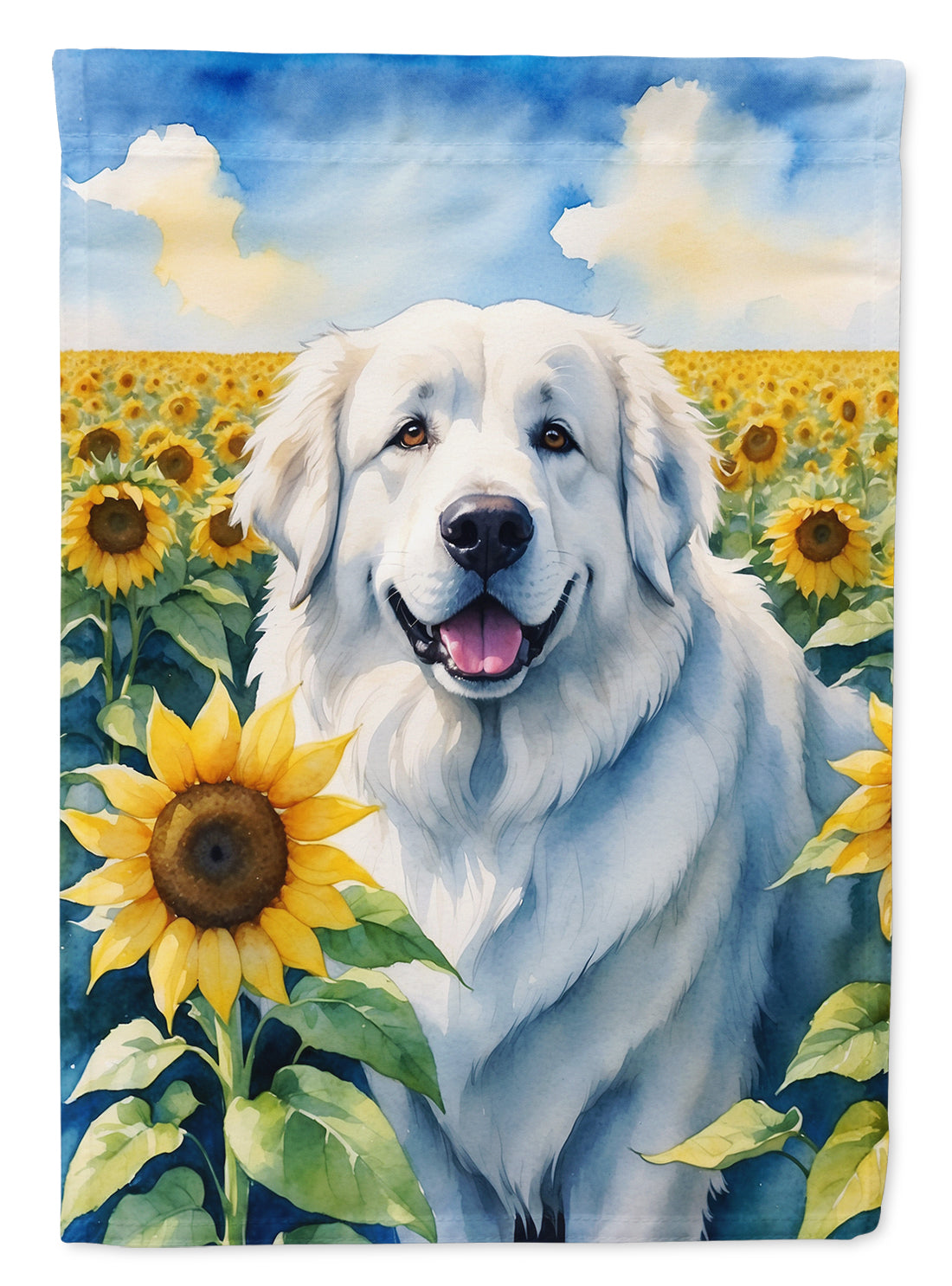 Buy this Great Pyrenees in Sunflowers House Flag