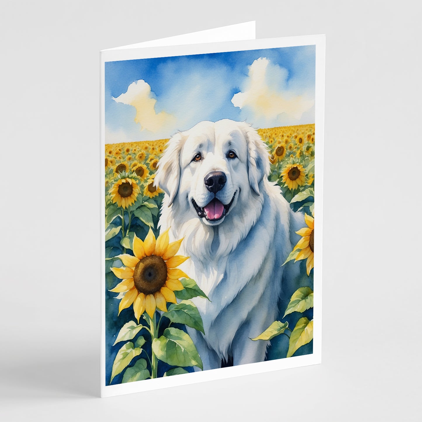 Buy this Great Pyrenees in Sunflowers Greeting Cards Pack of 8