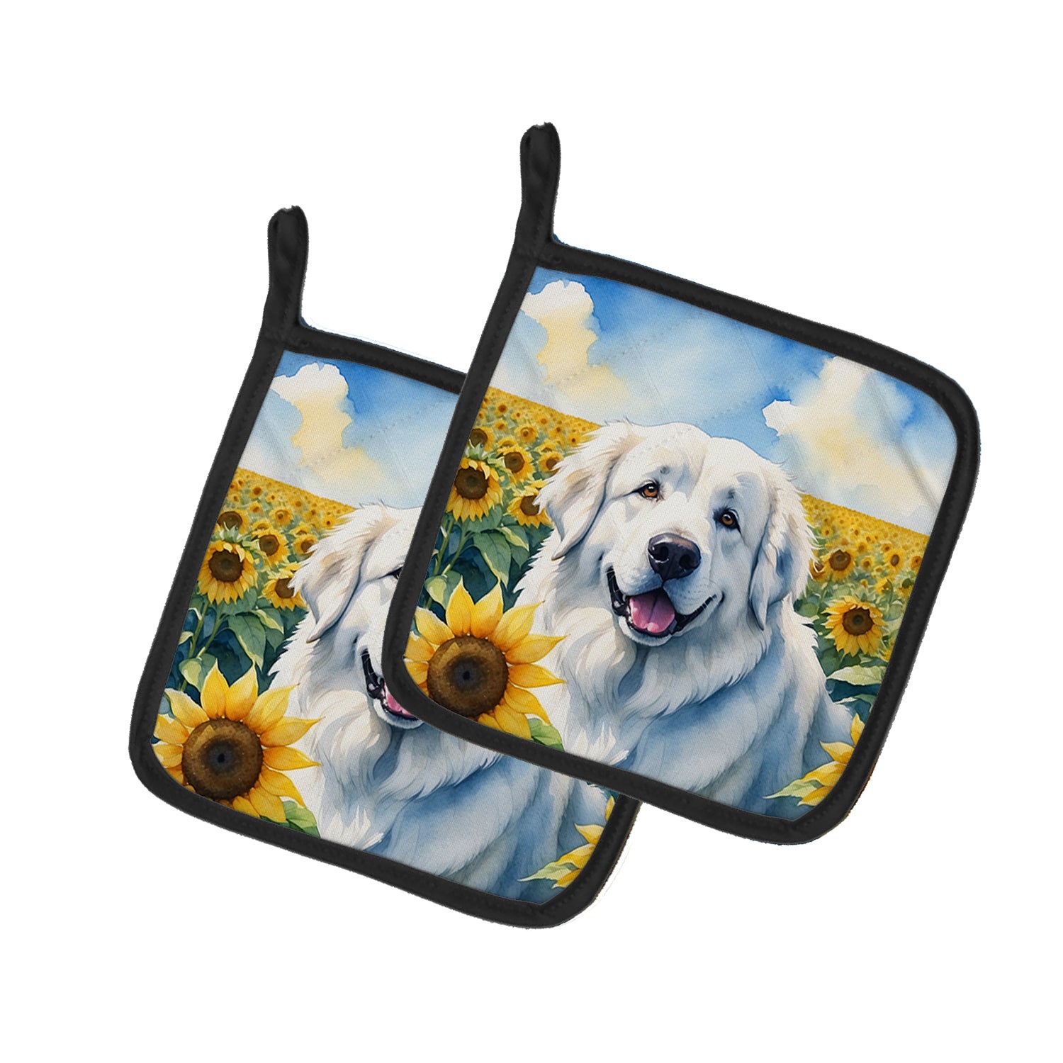 Buy this Great Pyrenees in Sunflowers Pair of Pot Holders