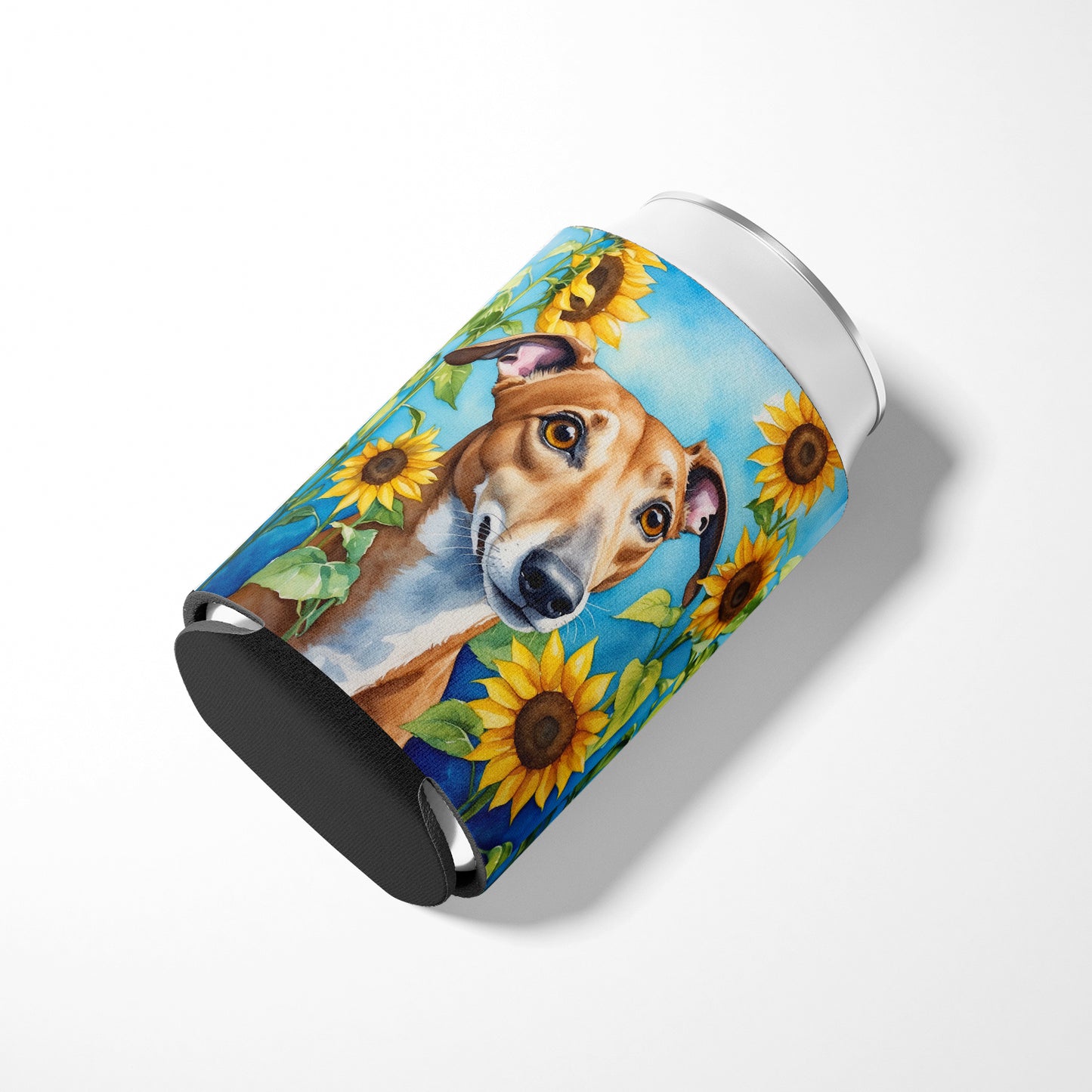 Greyhound in Sunflowers Can or Bottle Hugger