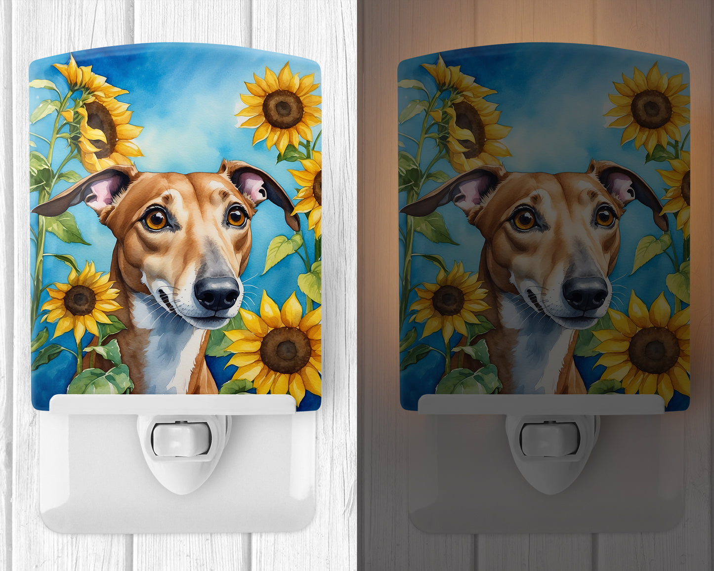 Greyhound in Sunflowers Ceramic Night Light