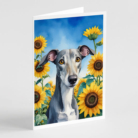 Buy this Greyhound in Sunflowers Greeting Cards Pack of 8