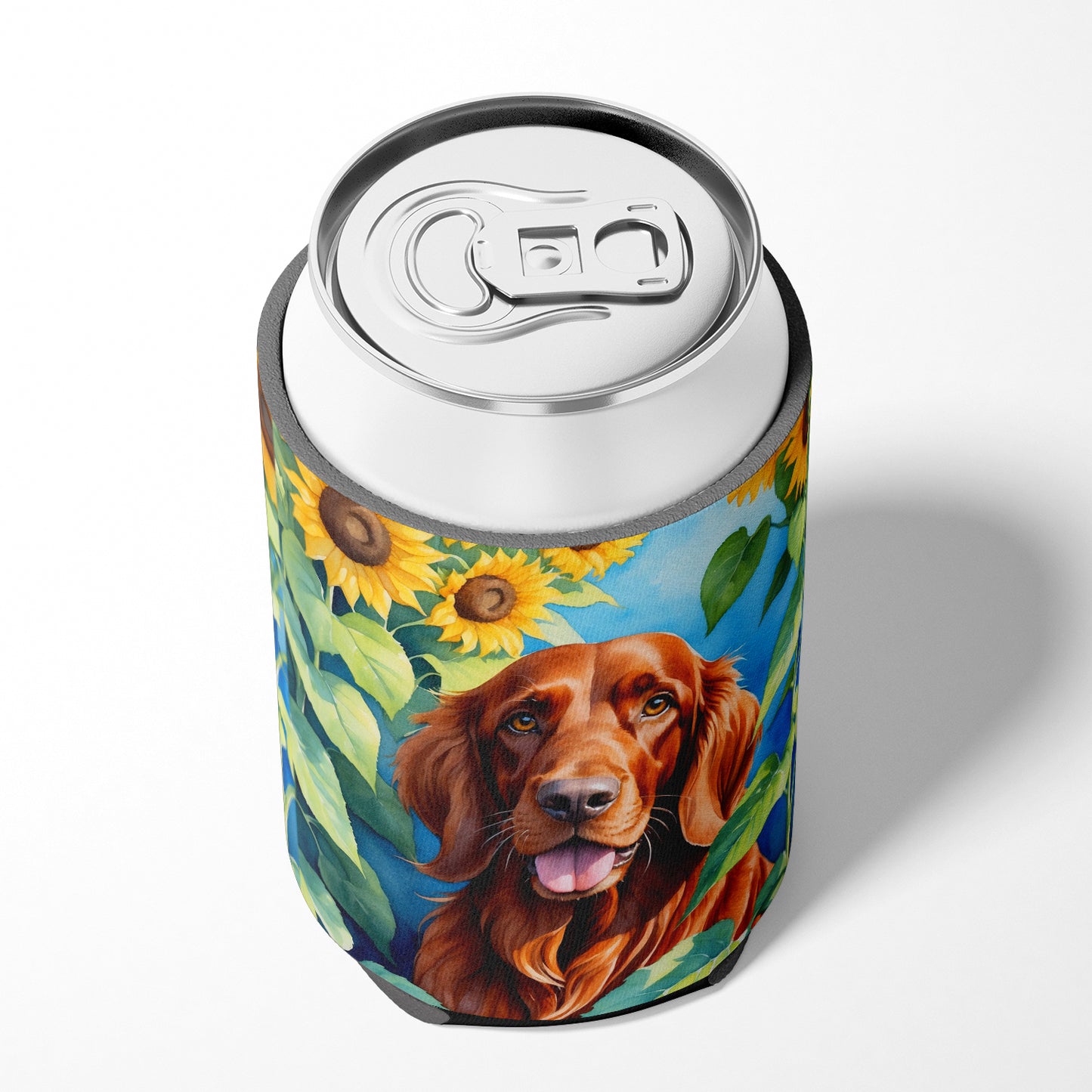 Irish Setter in Sunflowers Can or Bottle Hugger