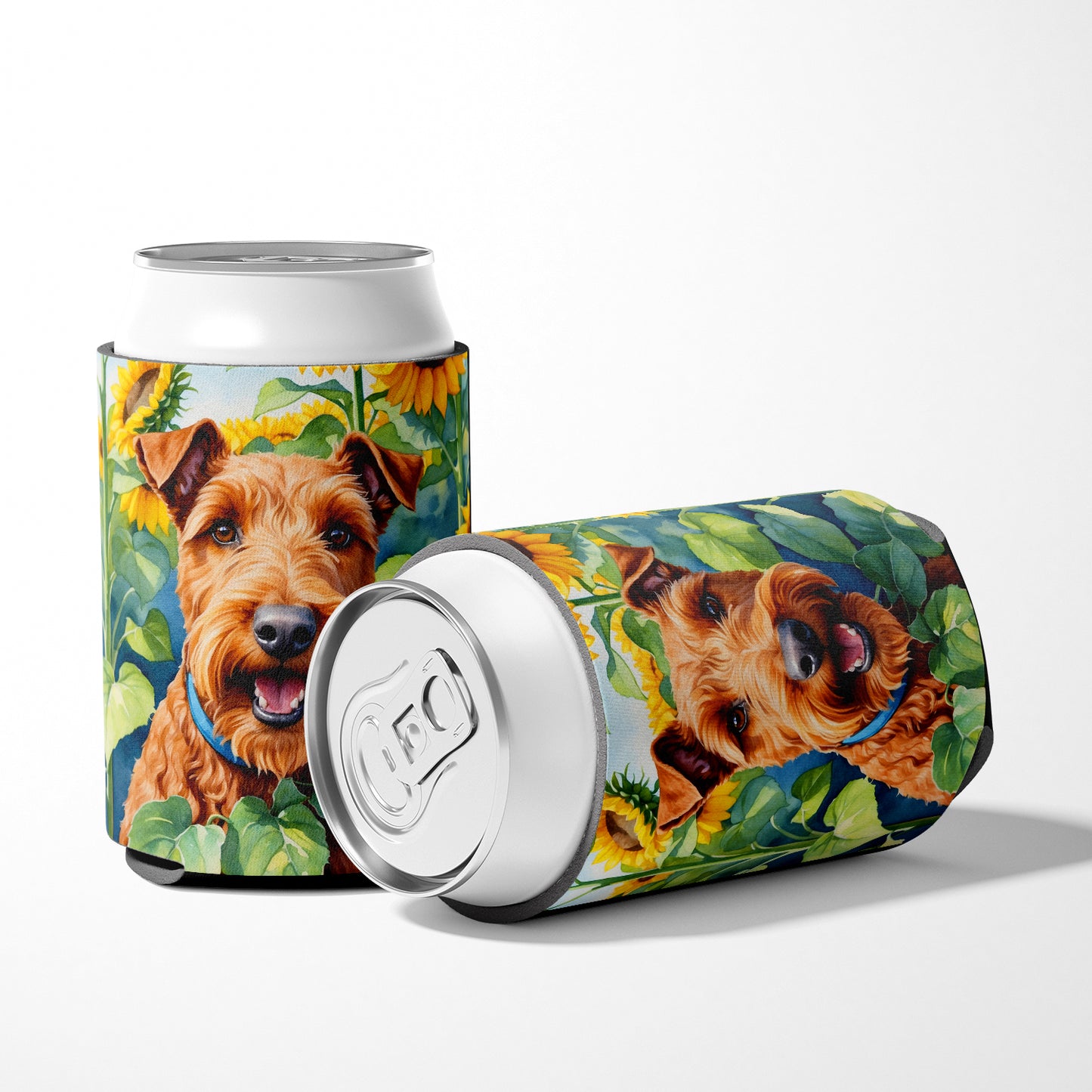 Irish Terrier in Sunflowers Can or Bottle Hugger