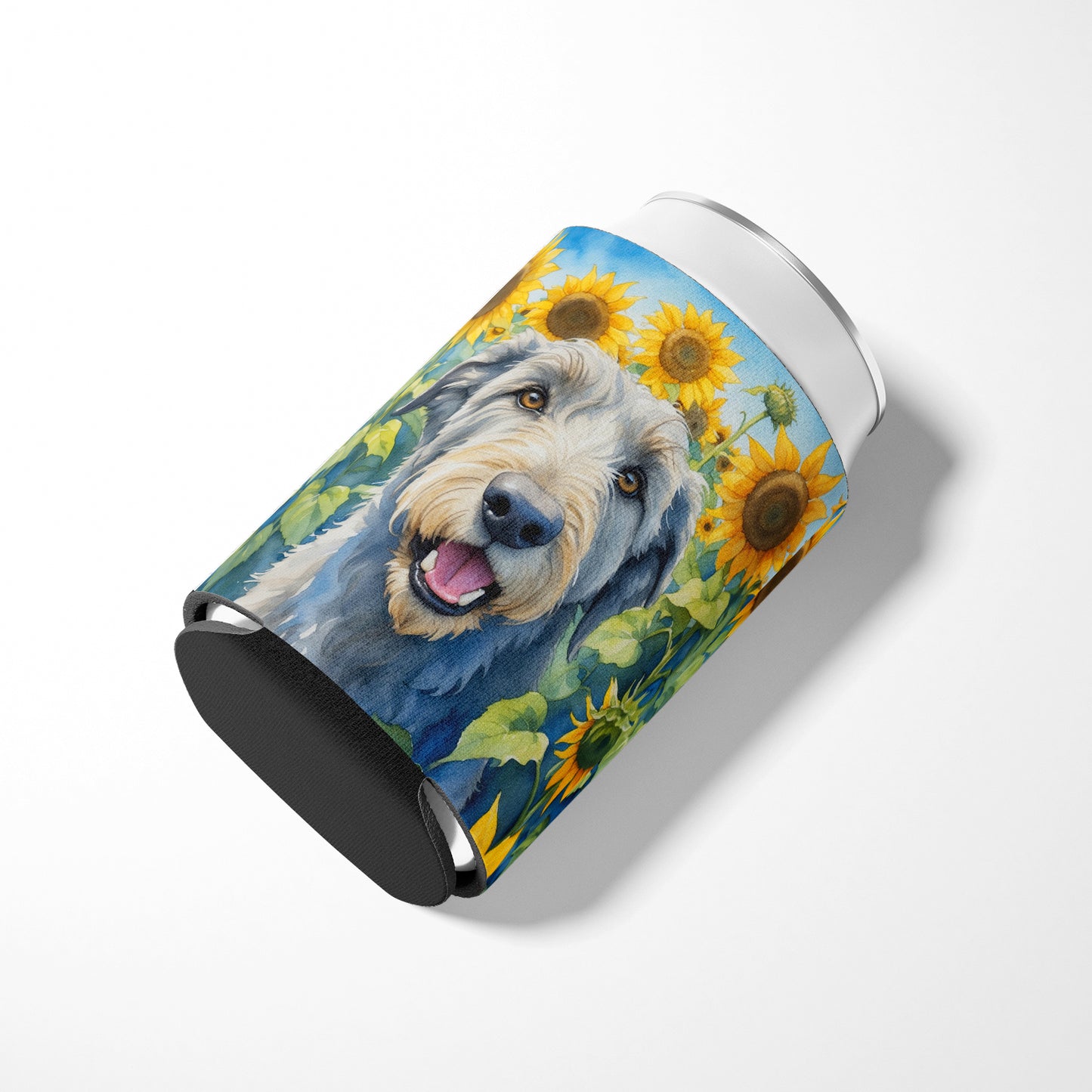 Irish Wolfhound in Sunflowers Can or Bottle Hugger