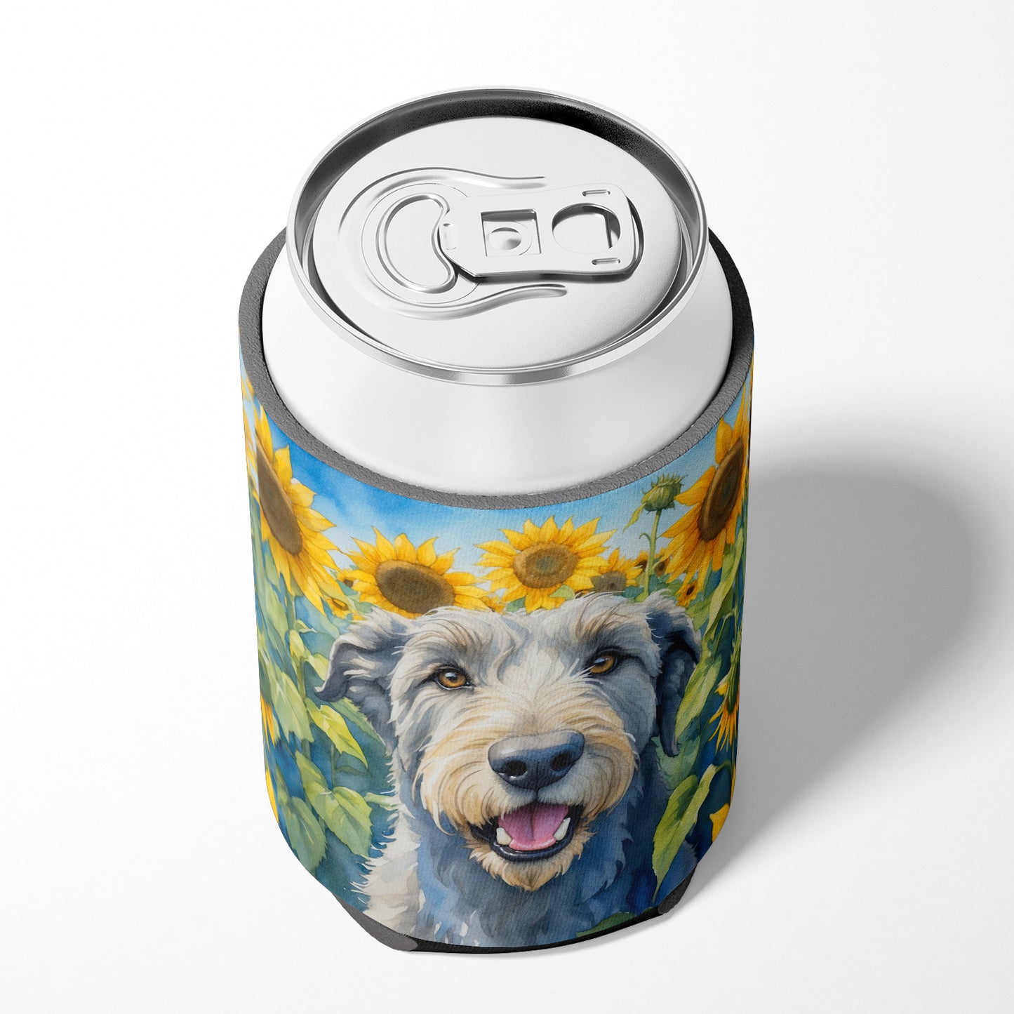 Irish Wolfhound in Sunflowers Can or Bottle Hugger