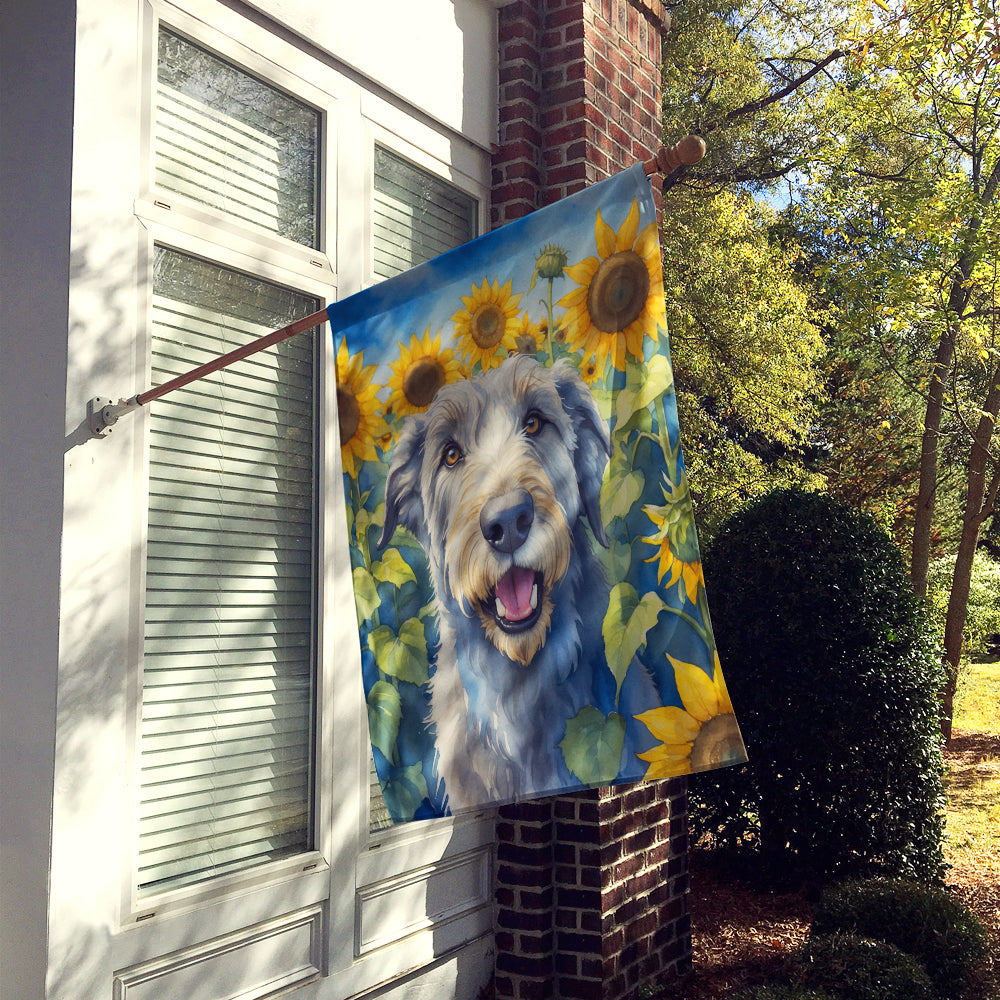 Irish Wolfhound in Sunflowers House Flag