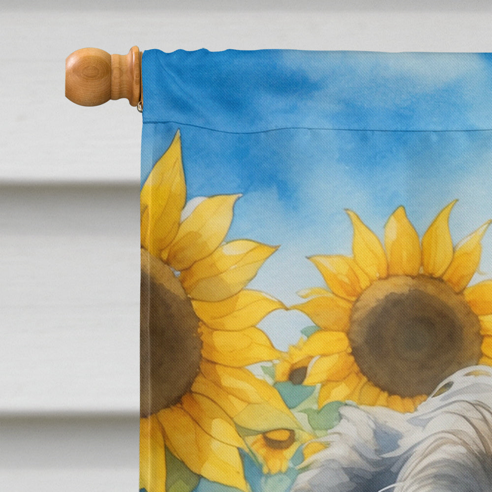 Irish Wolfhound in Sunflowers House Flag