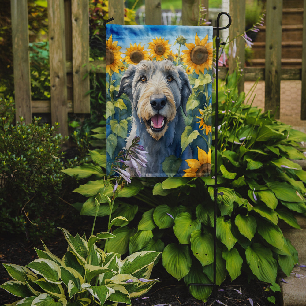 Irish Wolfhound in Sunflowers Garden Flag