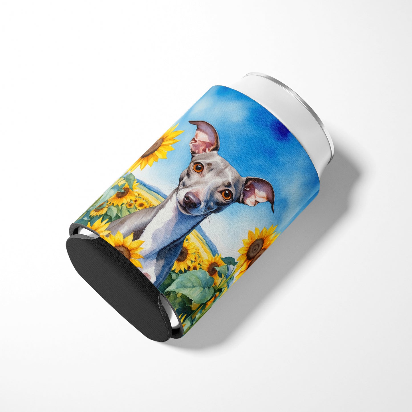 Italian Greyhound in Sunflowers Can or Bottle Hugger