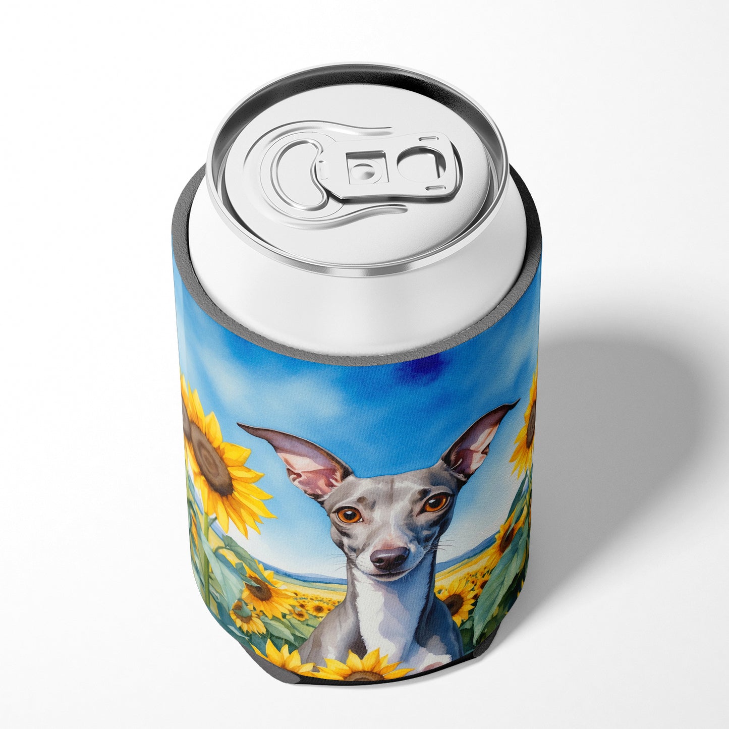 Italian Greyhound in Sunflowers Can or Bottle Hugger