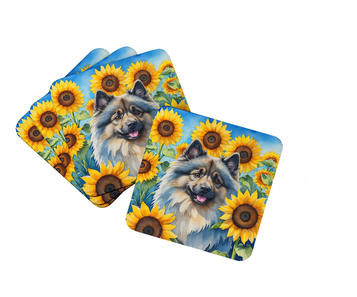 Buy this Keeshond in Sunflowers Foam Coasters