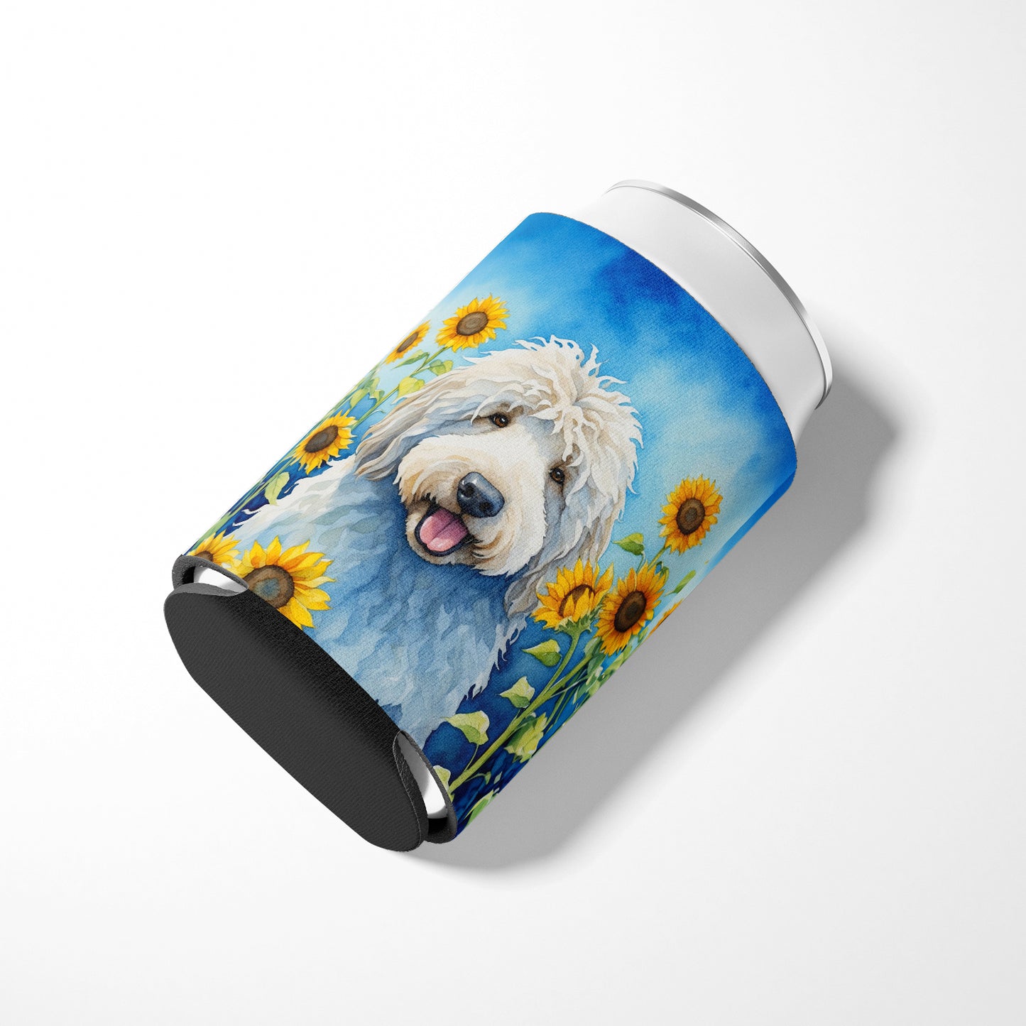 Komondor in Sunflowers Can or Bottle Hugger
