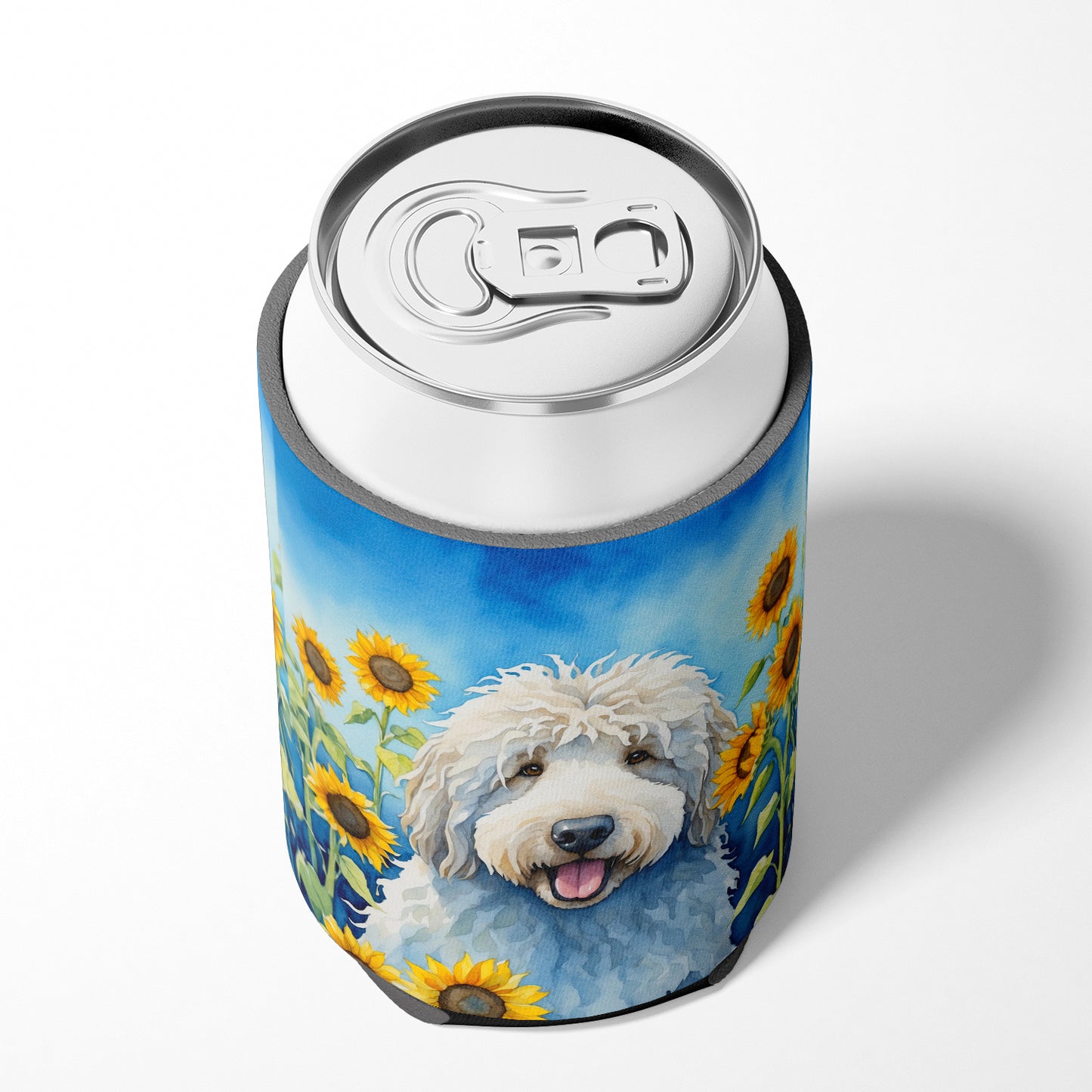 Komondor in Sunflowers Can or Bottle Hugger