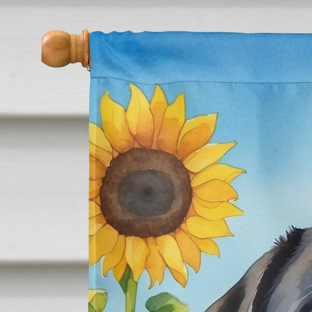 Labrador Retriever in Sunflowers House Flag