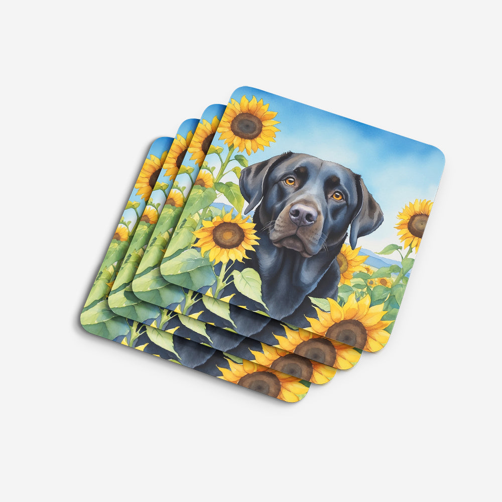 Labrador Retriever in Sunflowers Foam Coasters