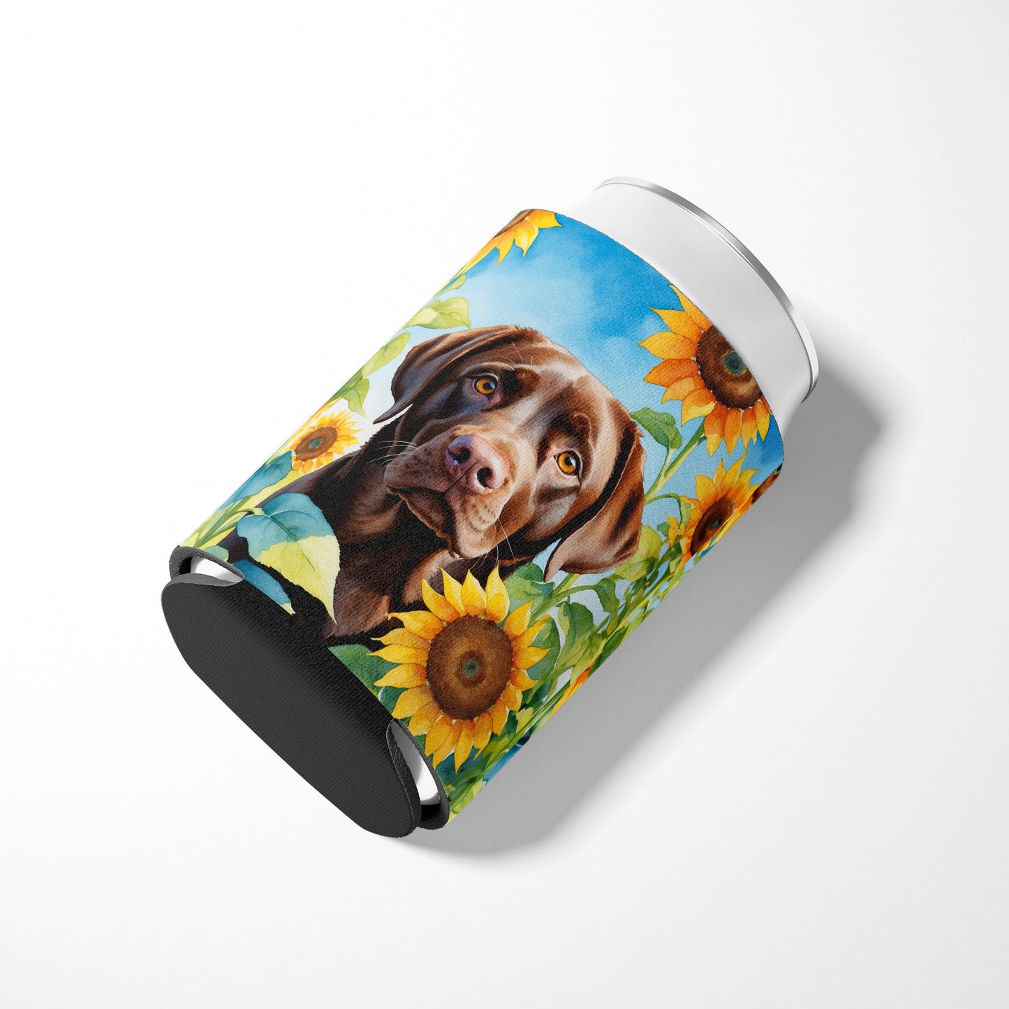 Labrador Retriever in Sunflowers Can or Bottle Hugger