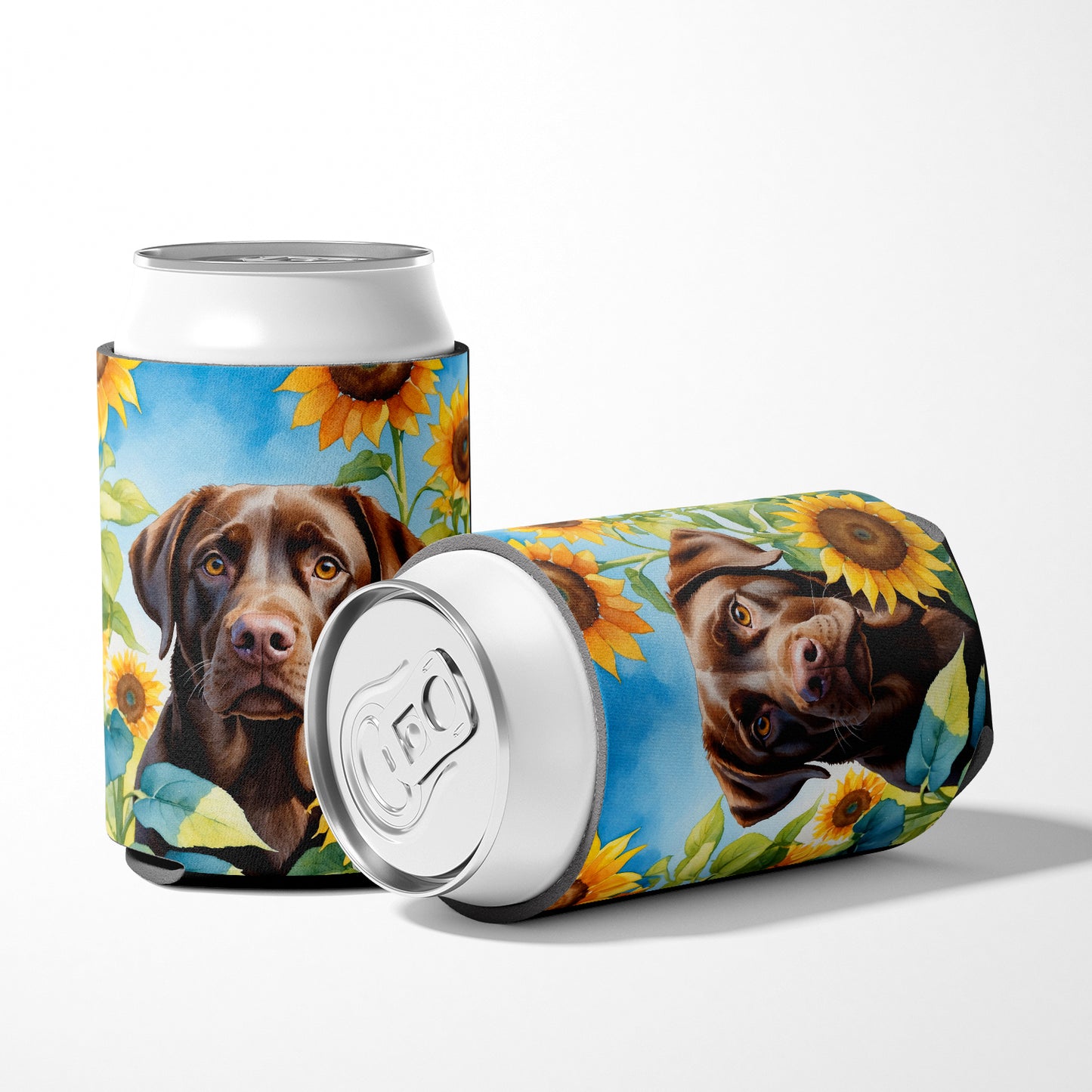 Labrador Retriever in Sunflowers Can or Bottle Hugger