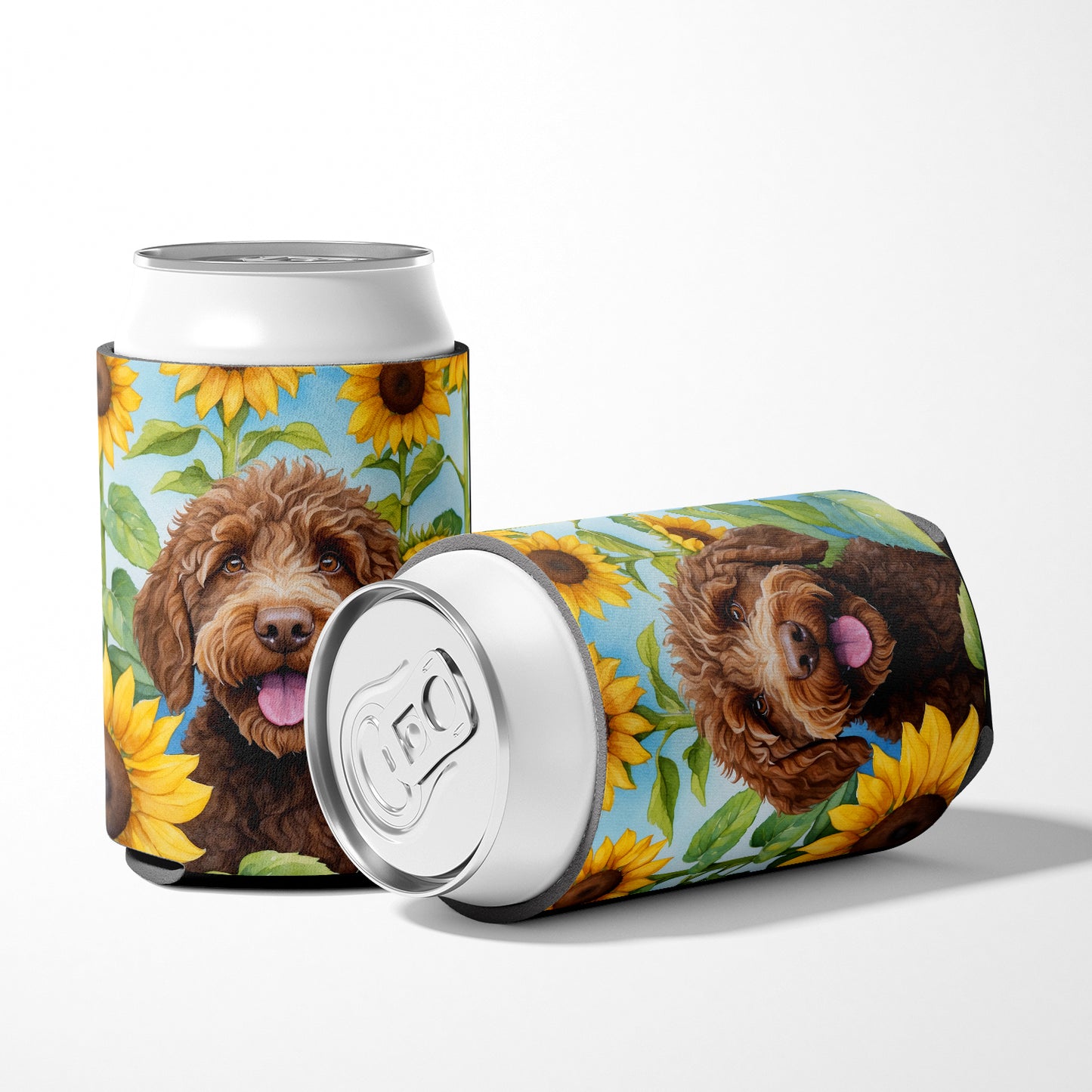 Labradoodle in Sunflowers Can or Bottle Hugger