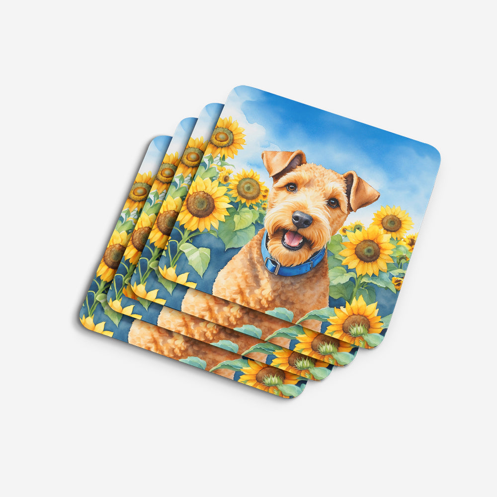 Lakeland Terrier in Sunflowers Foam Coasters