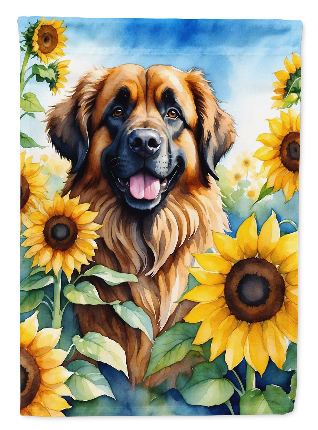 Buy this Leonberger in Sunflowers House Flag