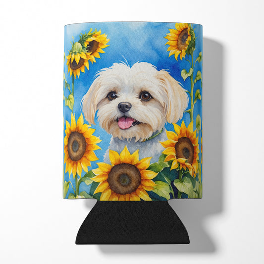 Buy this Maltese in Sunflowers Can or Bottle Hugger