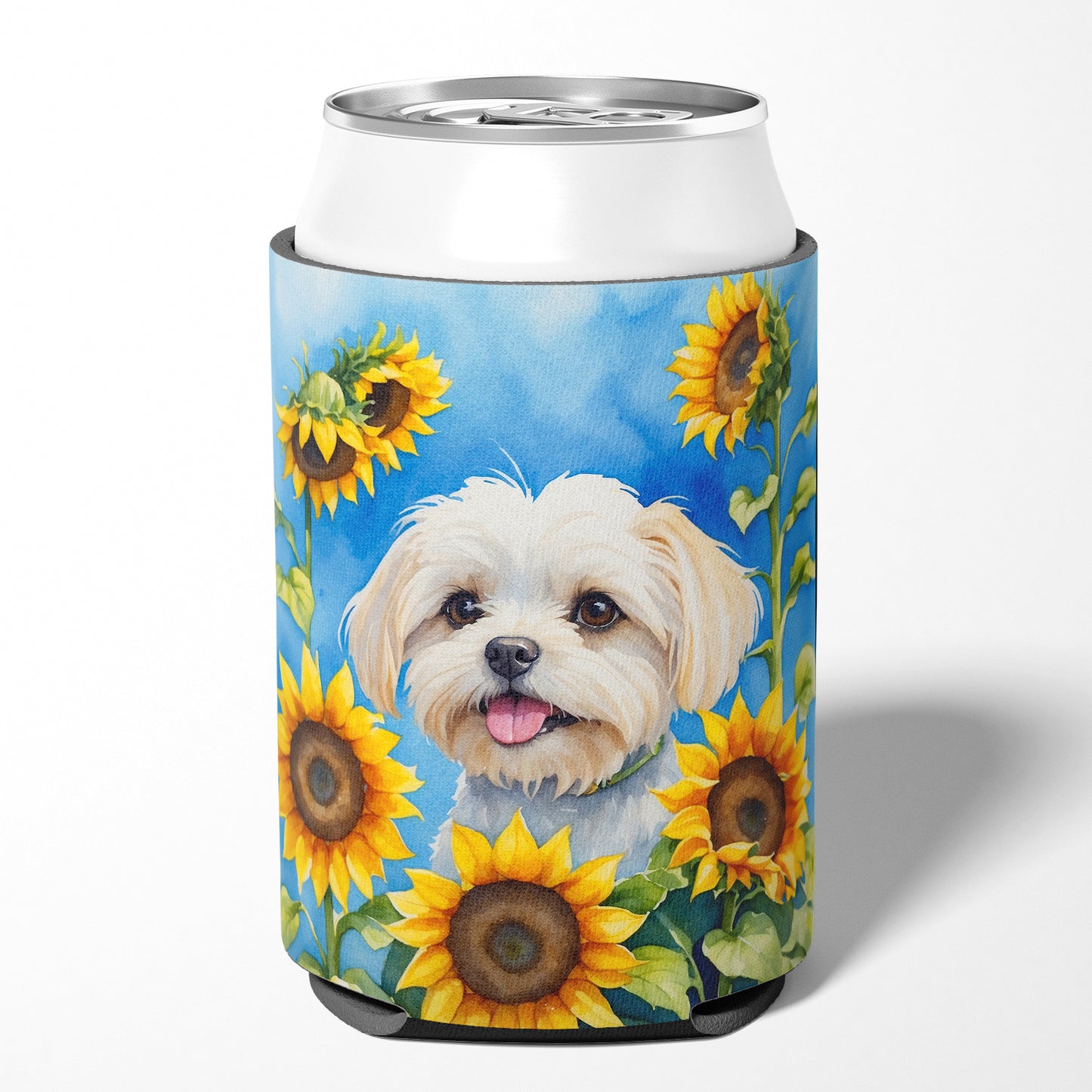 Maltese in Sunflowers Can or Bottle Hugger