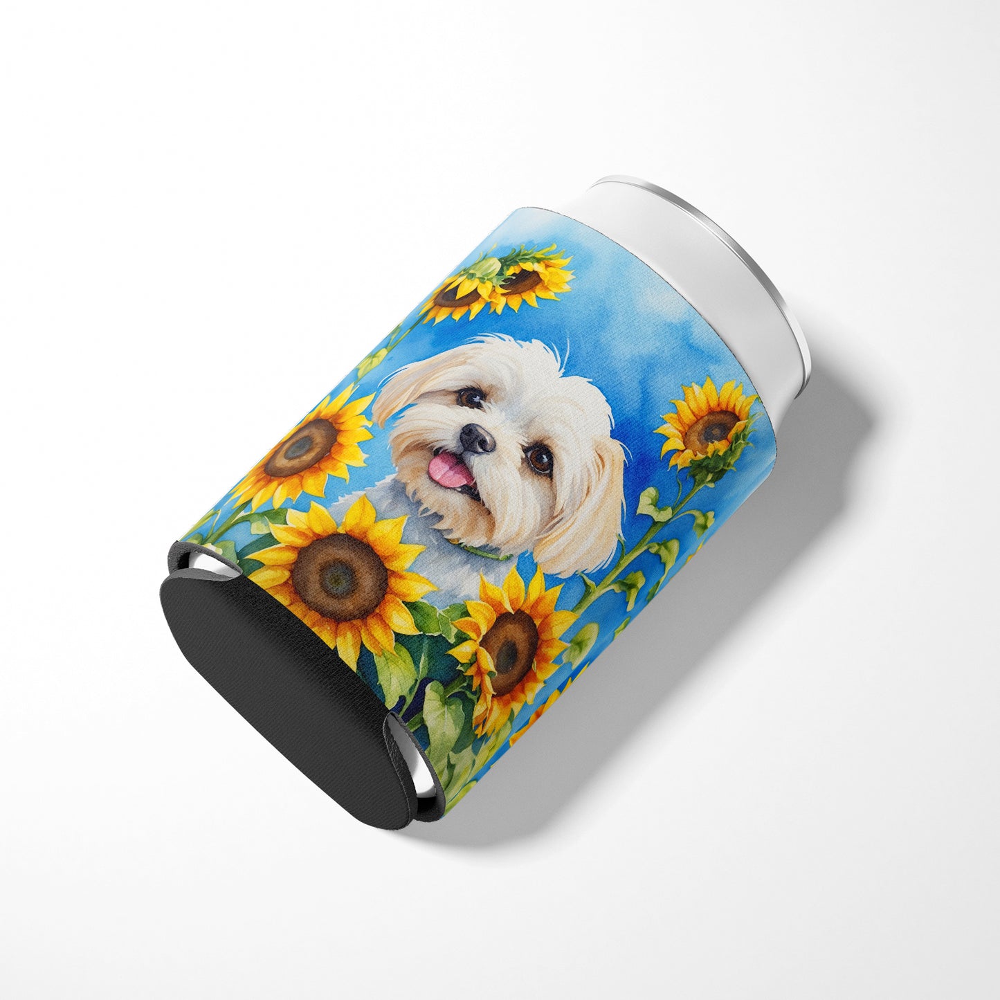 Maltese in Sunflowers Can or Bottle Hugger