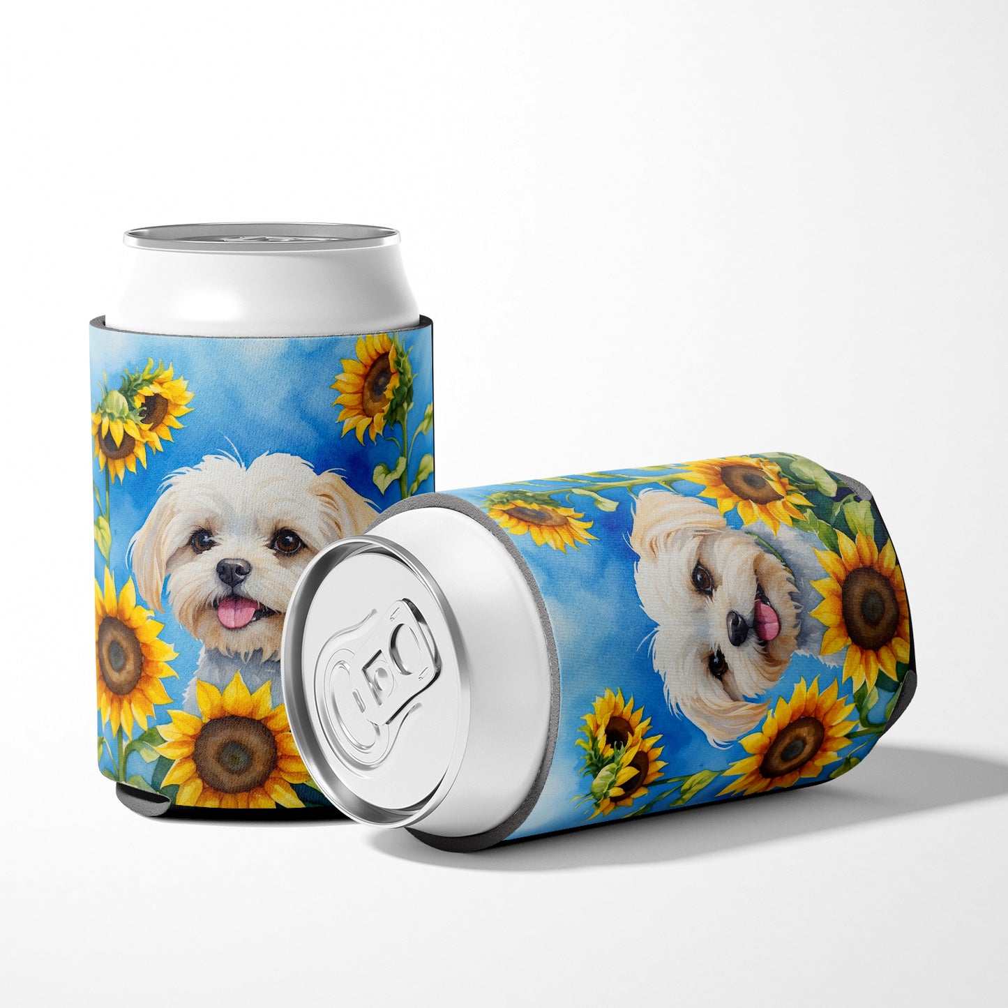 Maltese in Sunflowers Can or Bottle Hugger