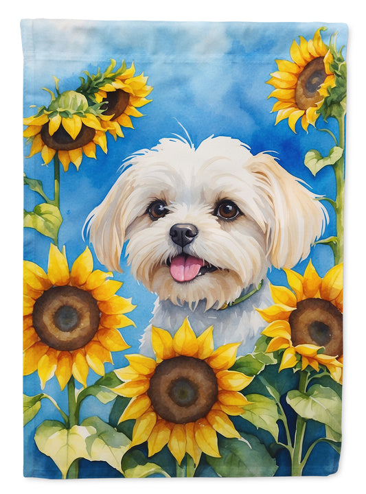 Buy this Maltese in Sunflowers House Flag