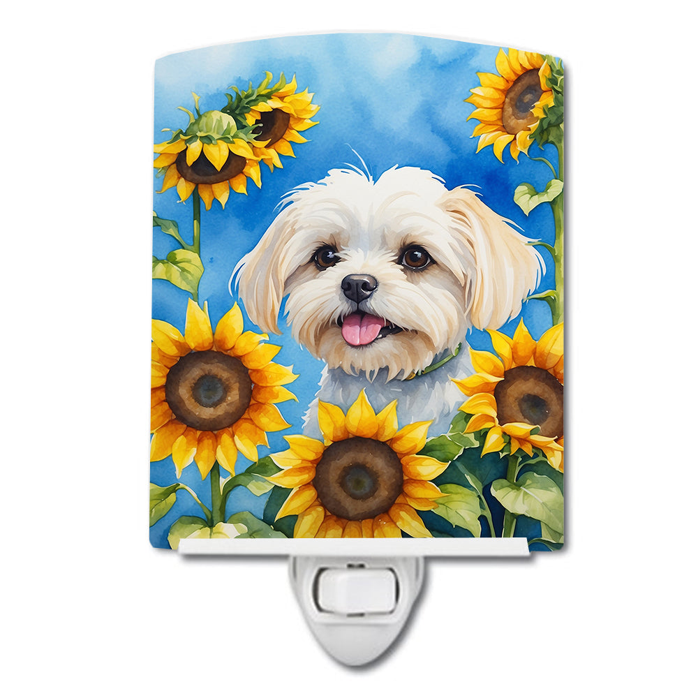 Buy this Maltese in Sunflowers Ceramic Night Light