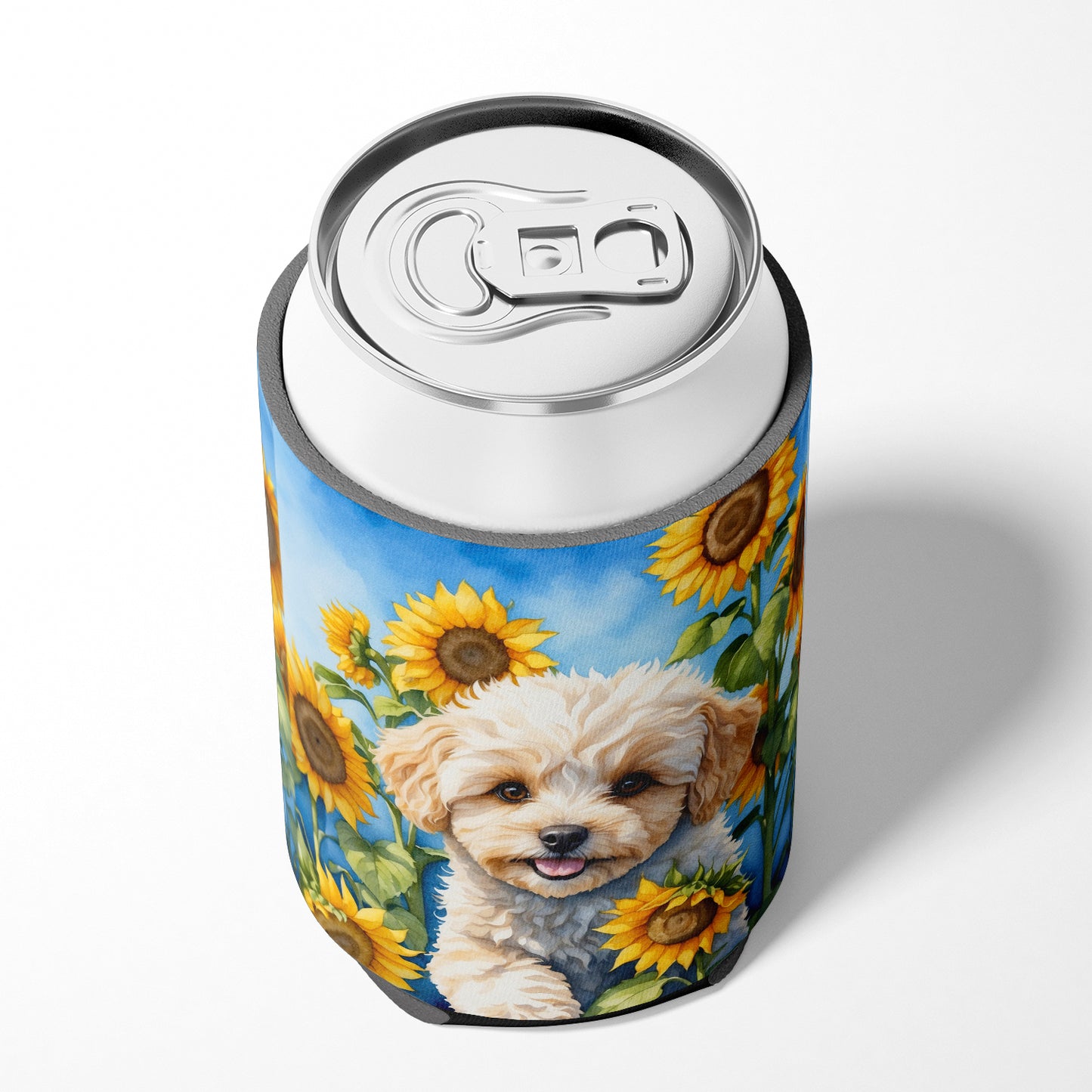 Maltipoo in Sunflowers Can or Bottle Hugger