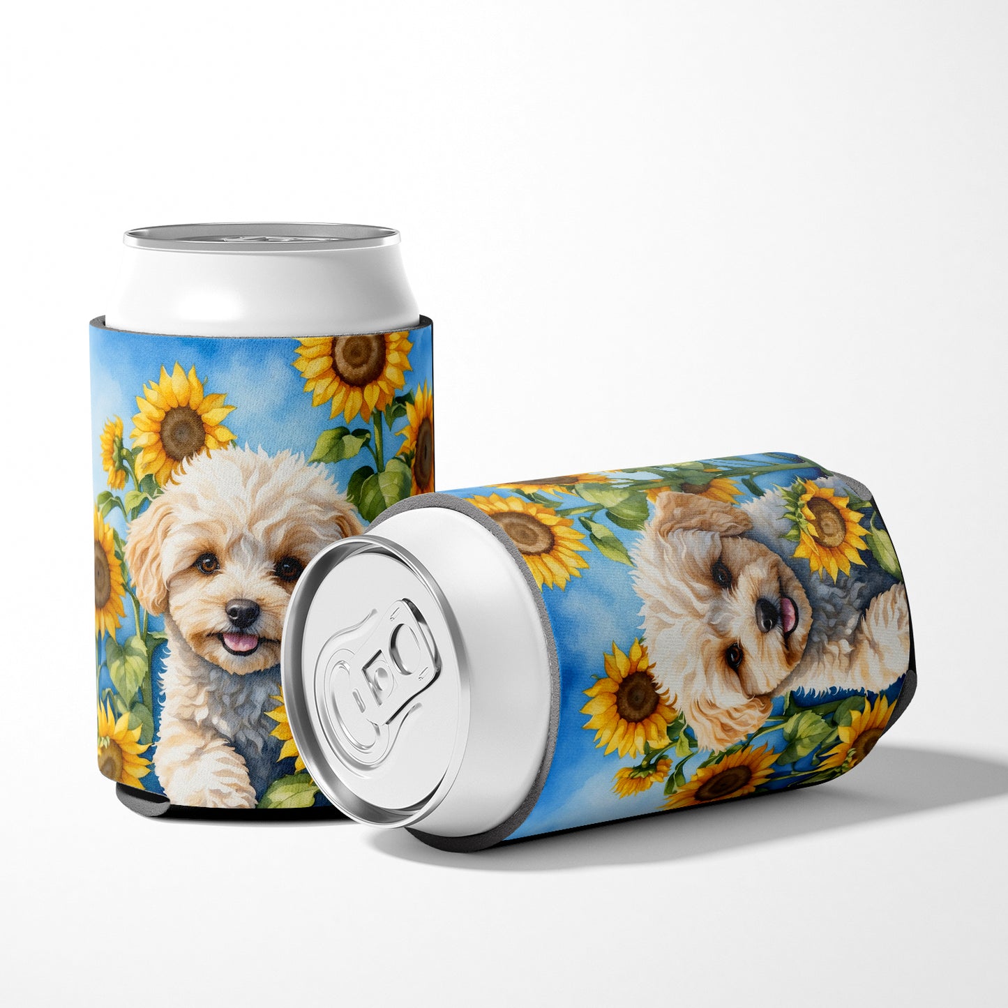 Maltipoo in Sunflowers Can or Bottle Hugger