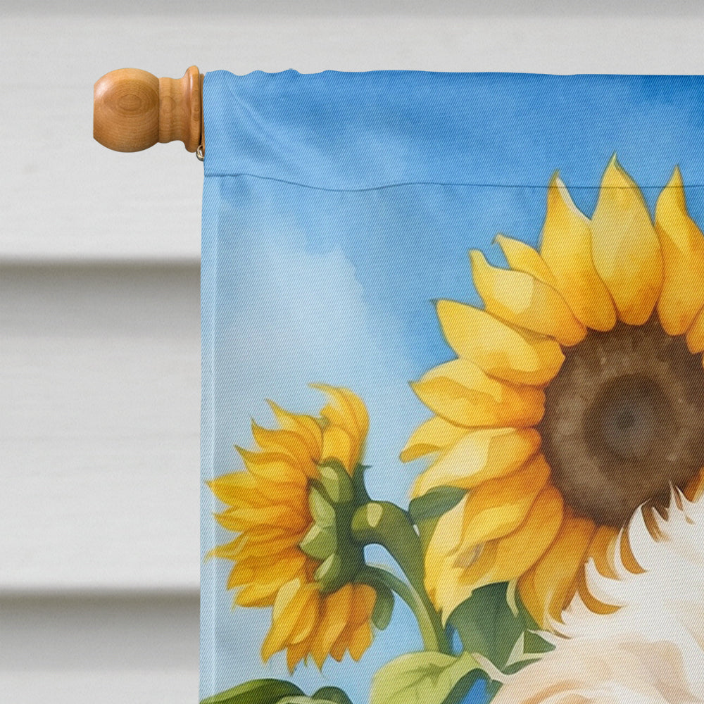 Maltipoo in Sunflowers House Flag