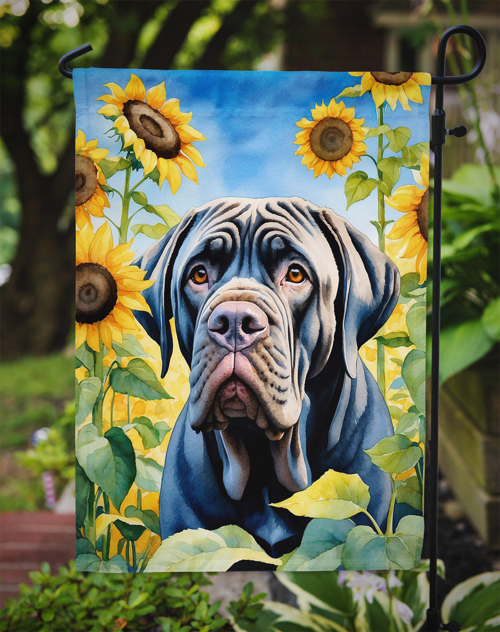 Neapolitan Mastiff in Sunflowers Garden Flag