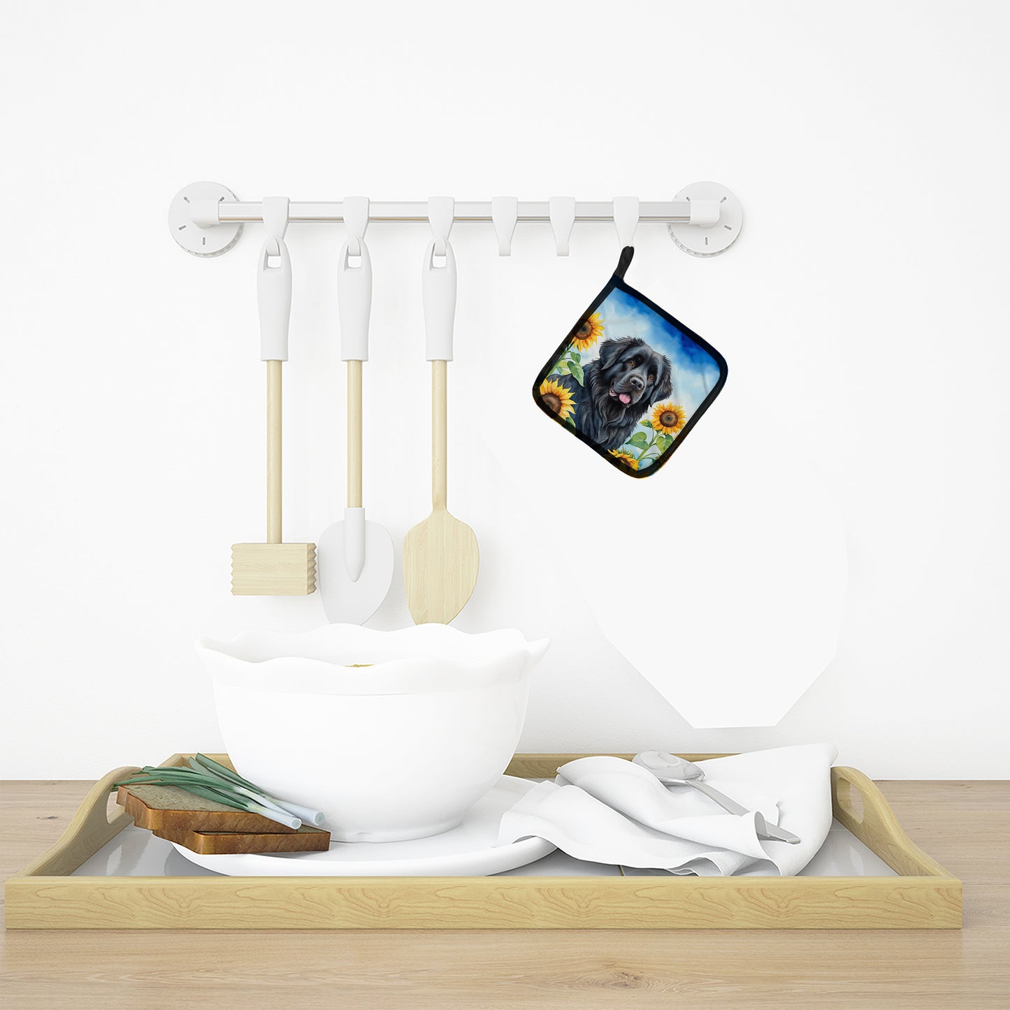 Newfoundland in Sunflowers Pair of Pot Holders