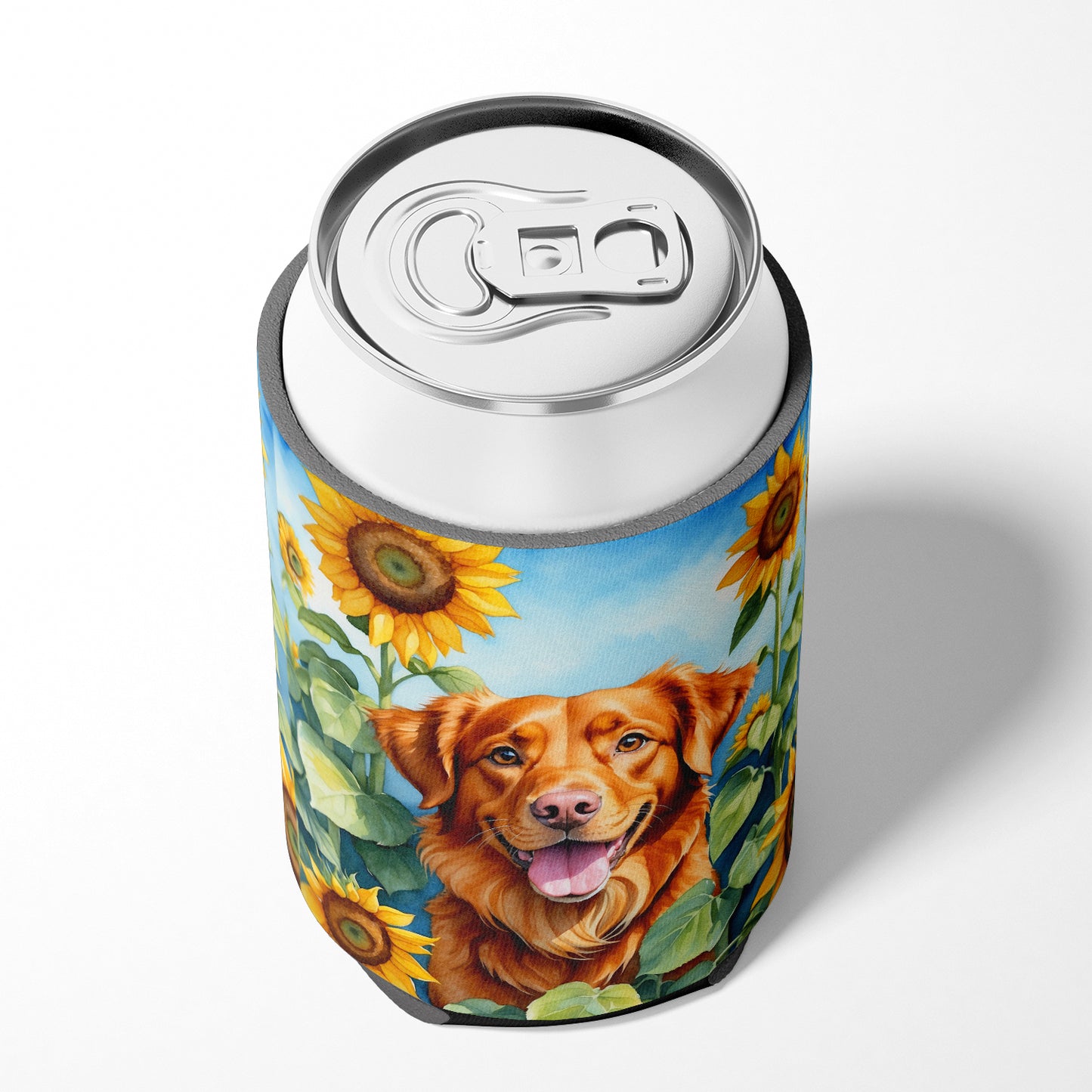 Nova Scotia Duck Toller in Sunflowers Can or Bottle Hugger