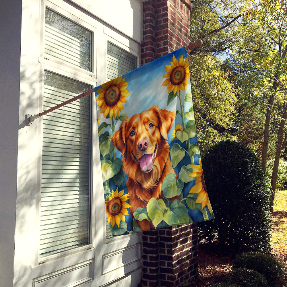 Nova Scotia Duck Toller in Sunflowers House Flag