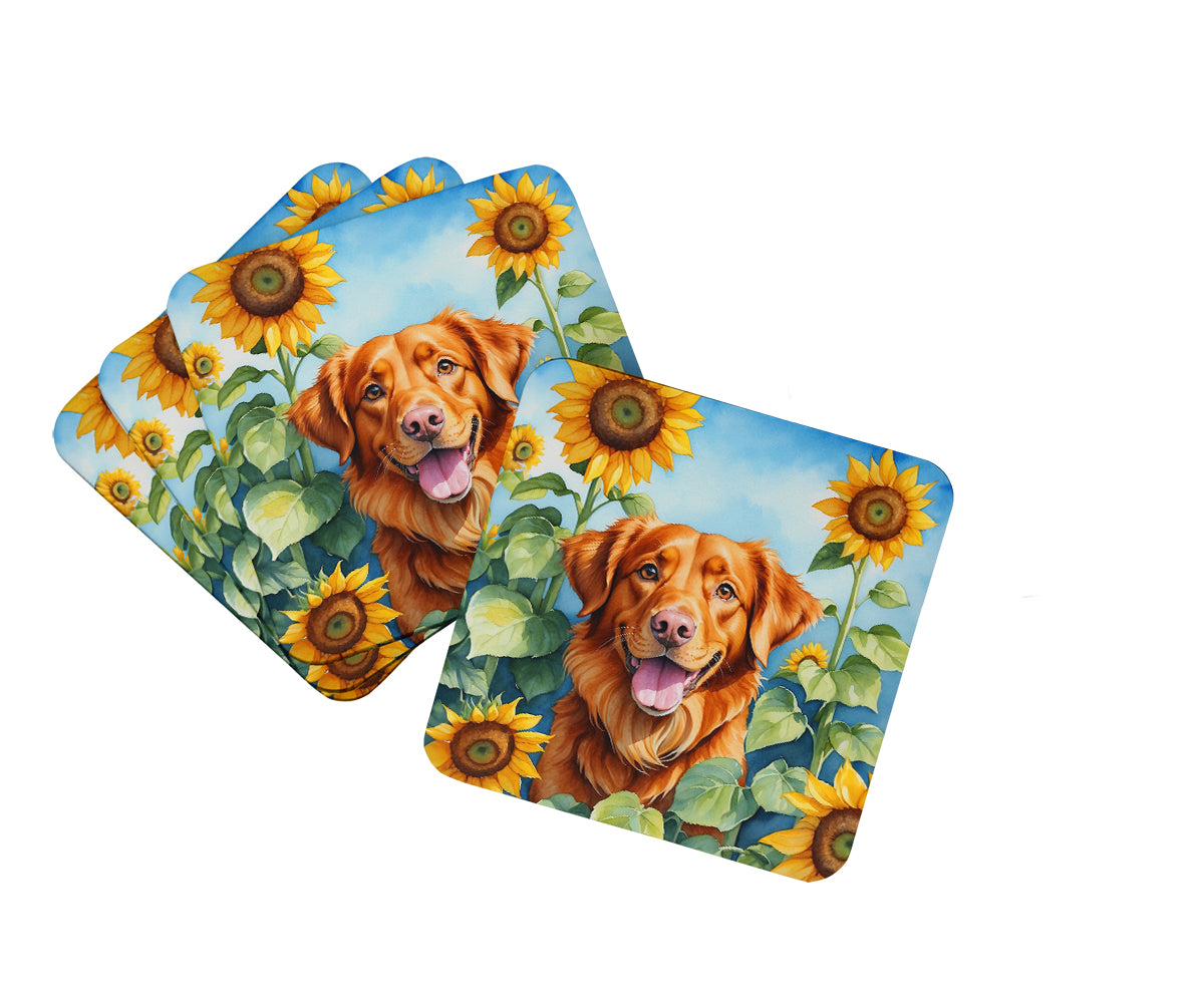 Buy this Nova Scotia Duck Toller in Sunflowers Foam Coasters