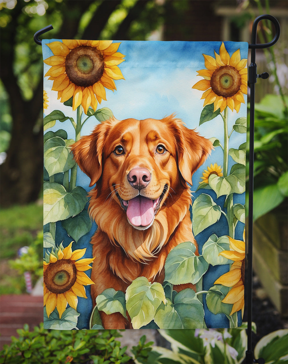 Nova Scotia Duck Toller in Sunflowers Garden Flag