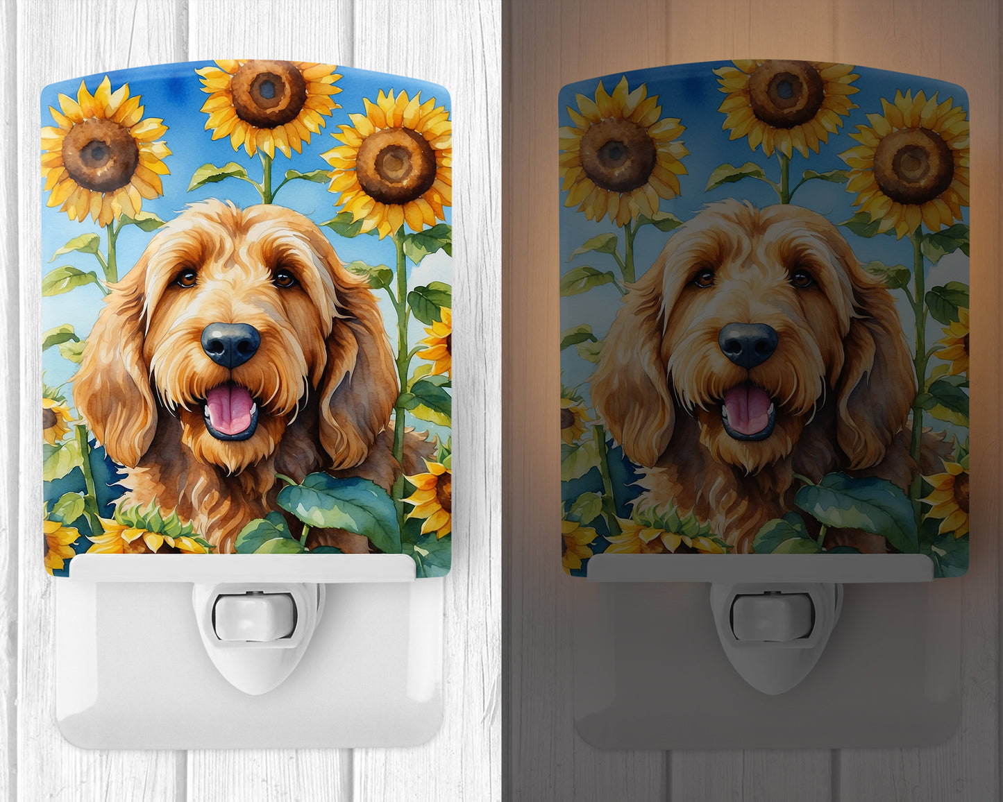 Otterhound in Sunflowers Ceramic Night Light