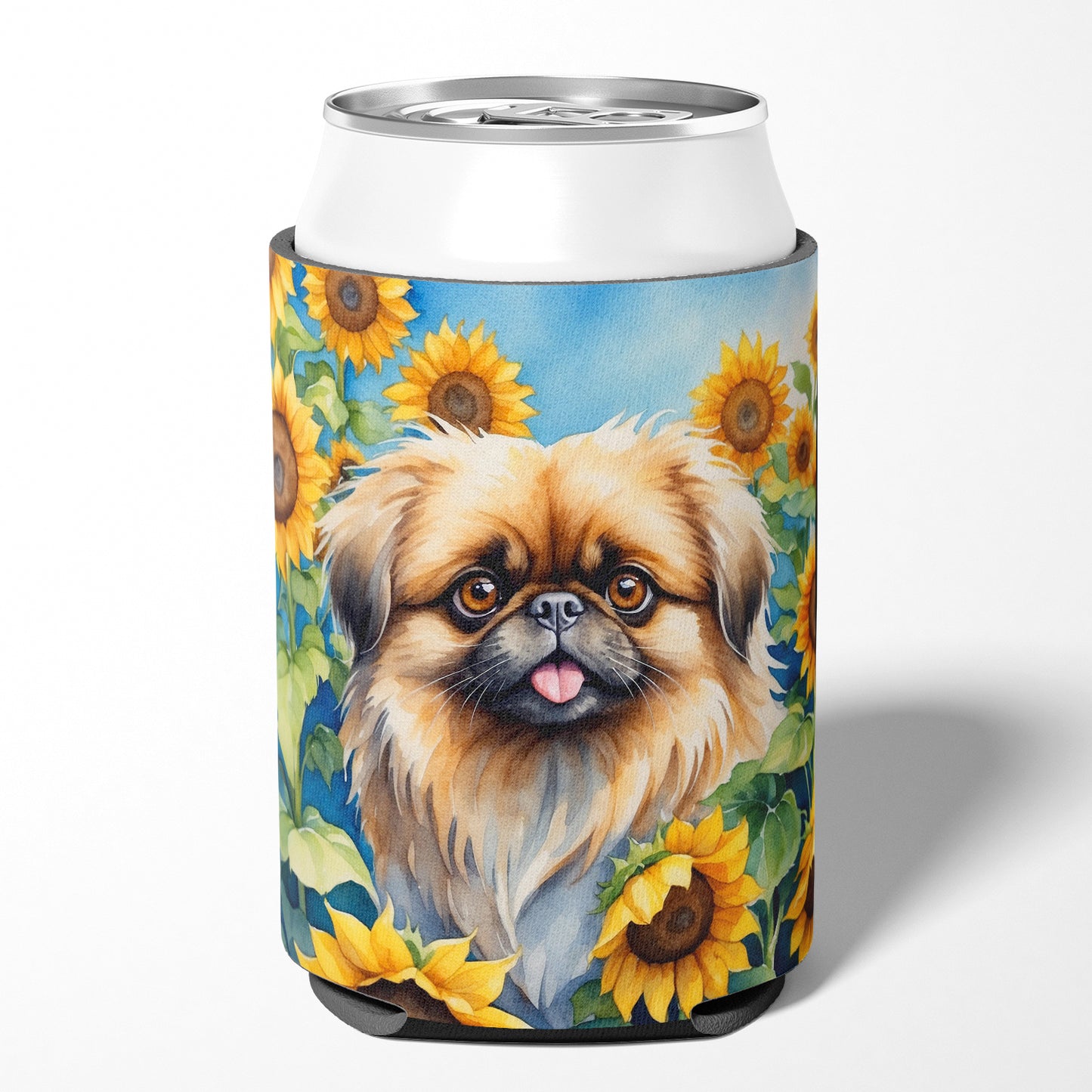 Pekingese in Sunflowers Can or Bottle Hugger