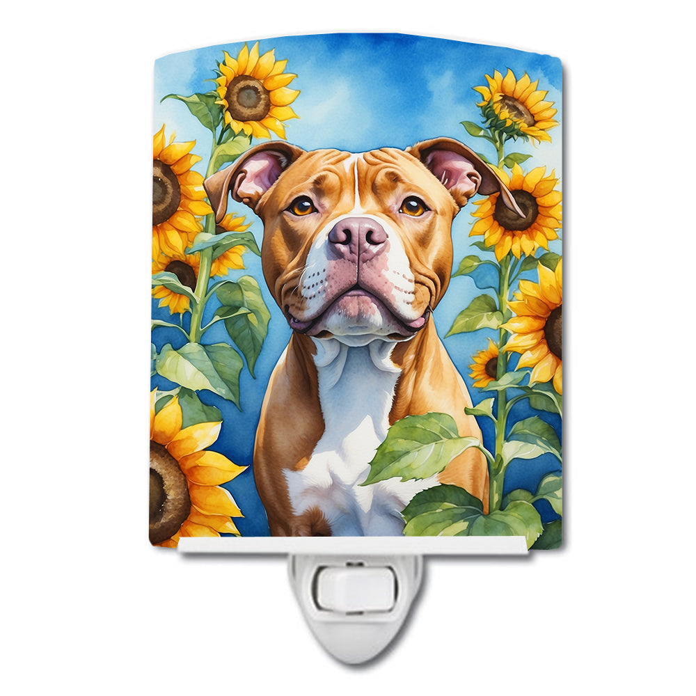 Buy this Pit Bull Terrier in Sunflowers Ceramic Night Light