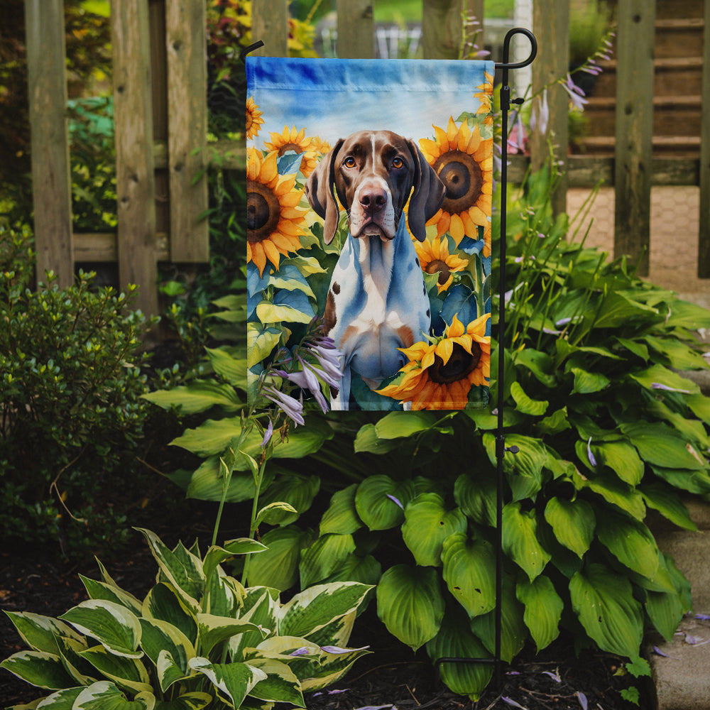 Pointer in Sunflowers Garden Flag